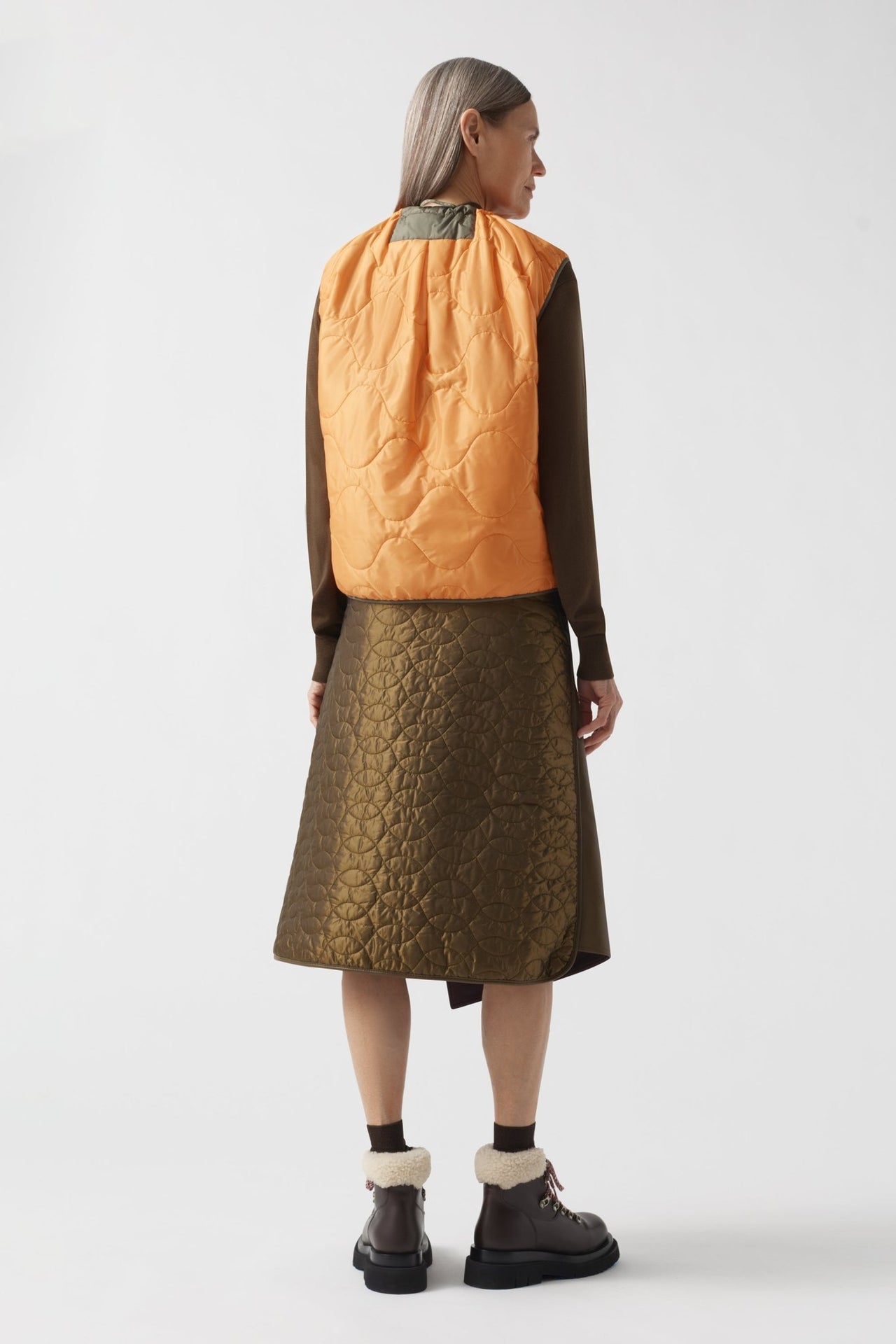 Parachute Quilted Vest - Clementine / Dark Olive