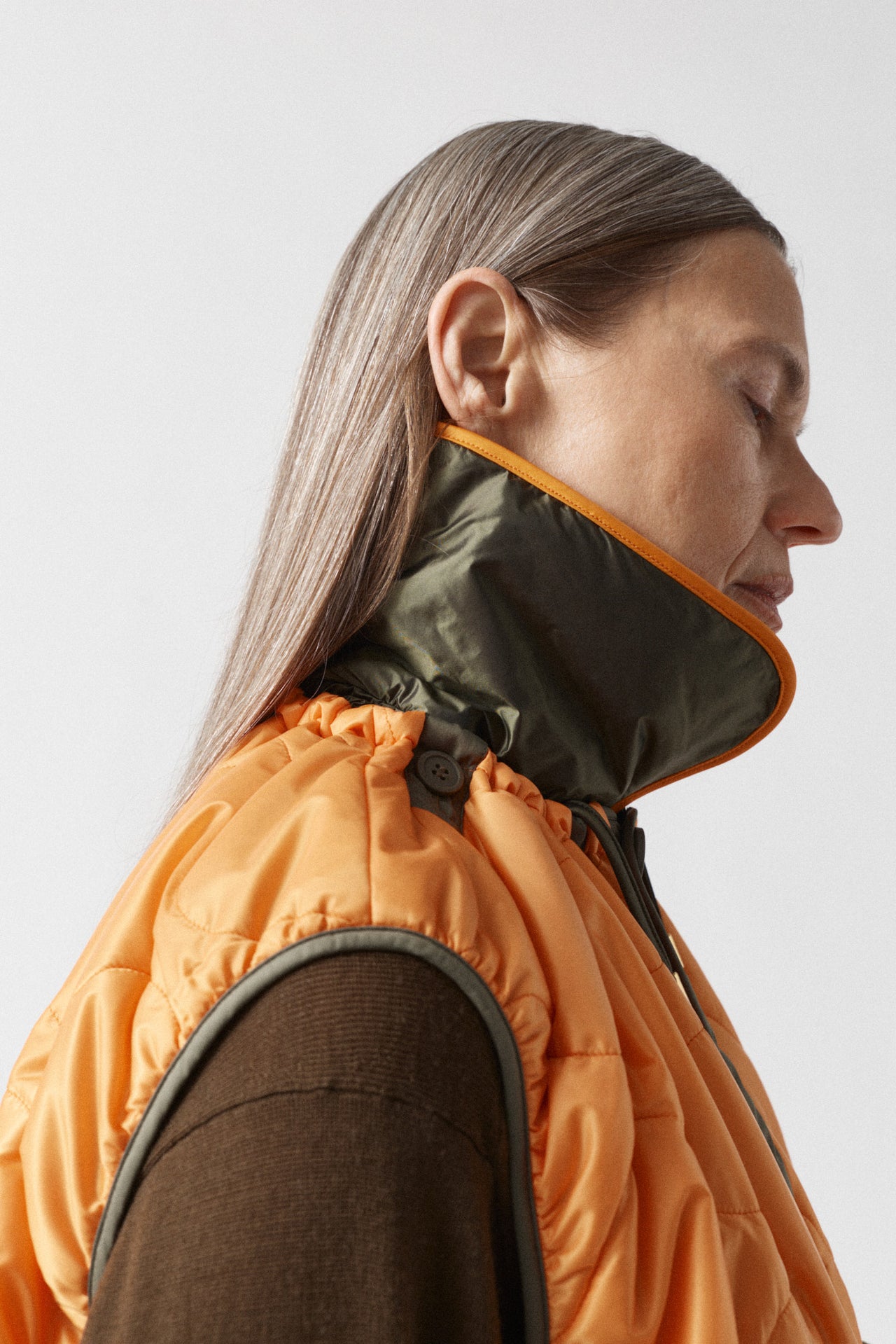 Quilted Collar - Clementine / Dark Olive