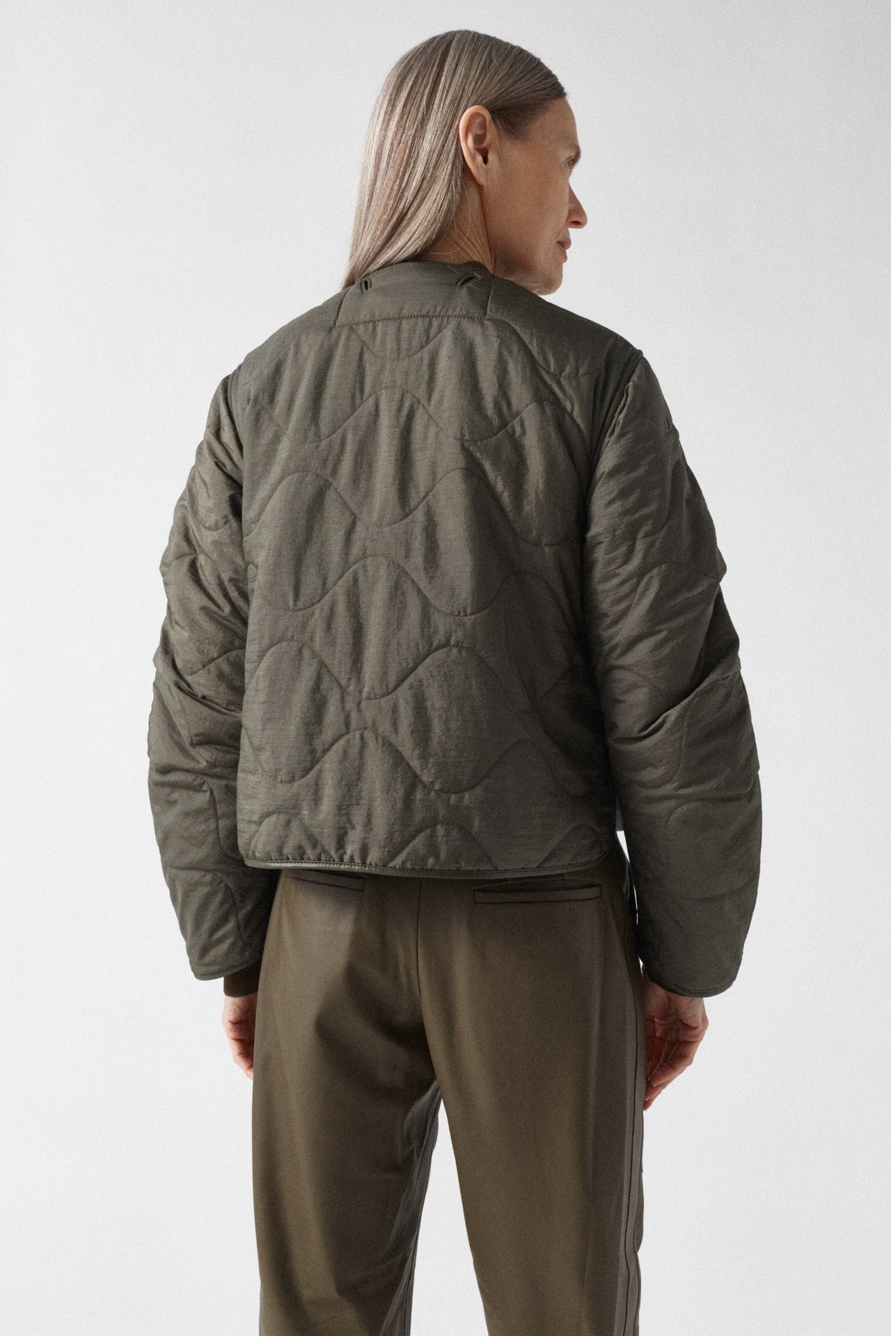 Aviator Shearling Jacket - Dark Olive / Sky Blue