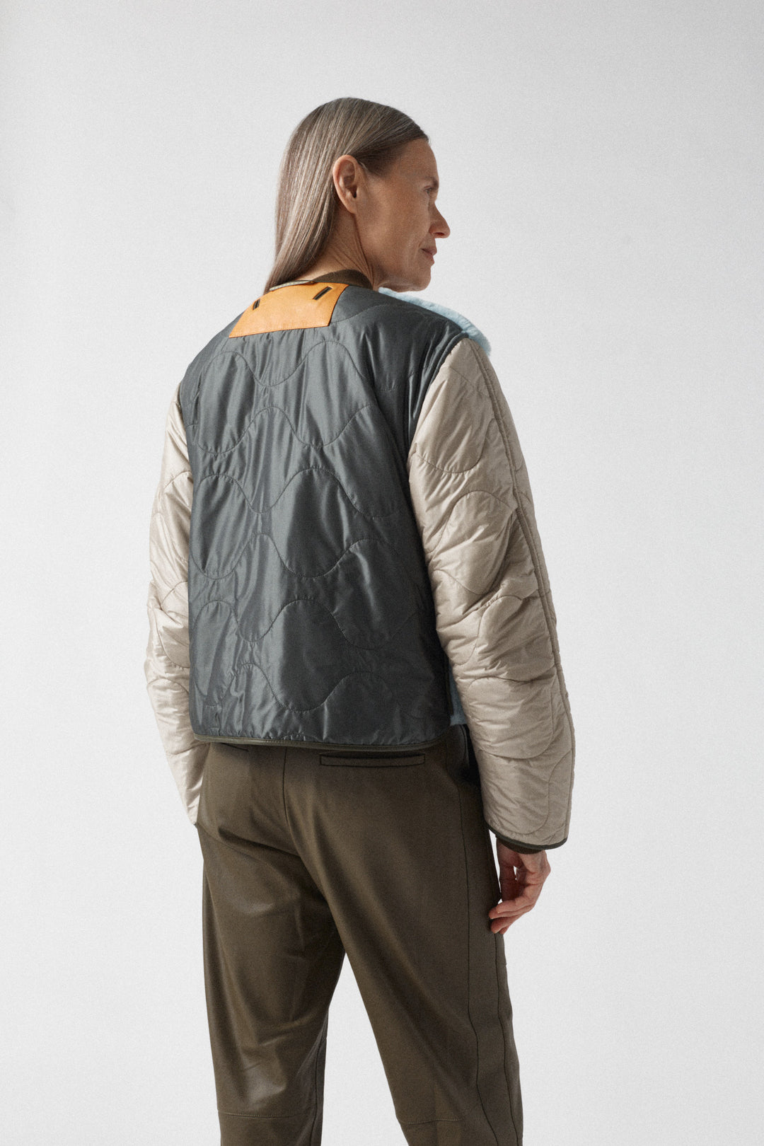 Aviator Shearling Jacket - Dark Olive / Sky Blue