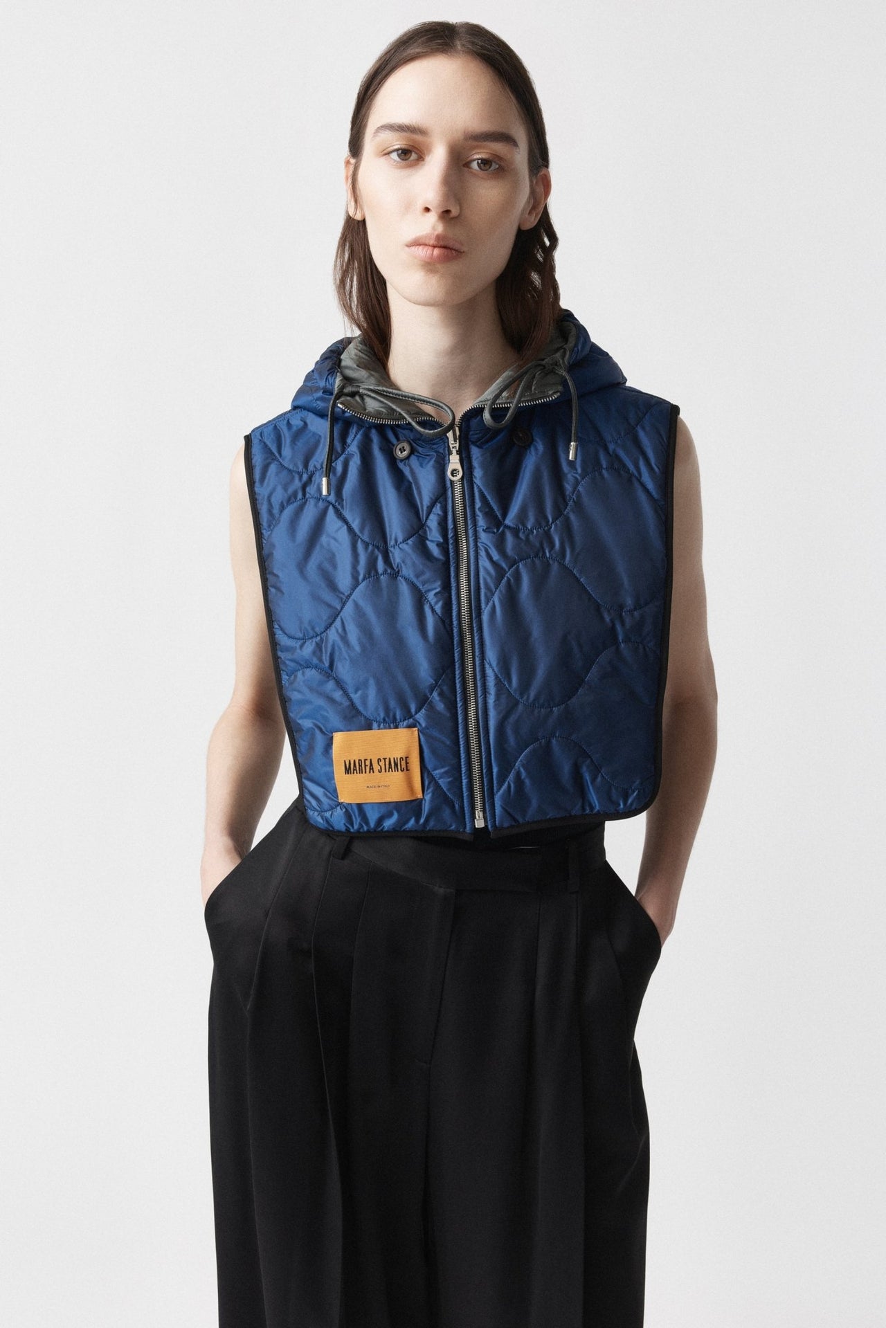 Quilted Zip Hood - Anthracite / Bright Navy