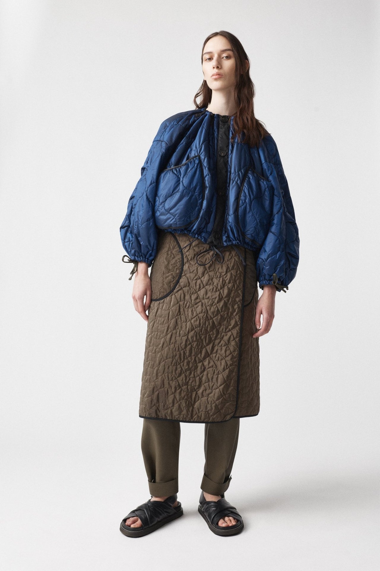 Parachute Quilted Bomber - Bright Navy / Midnight & Dark Olive