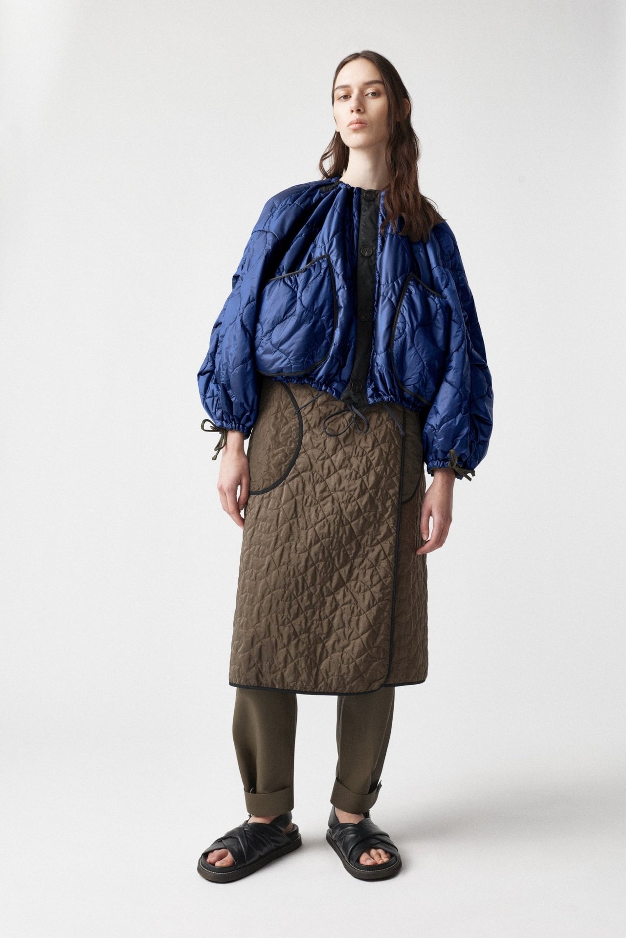 Parachute Quilted Bomber - Bright Navy / Midnight & Dark Olive