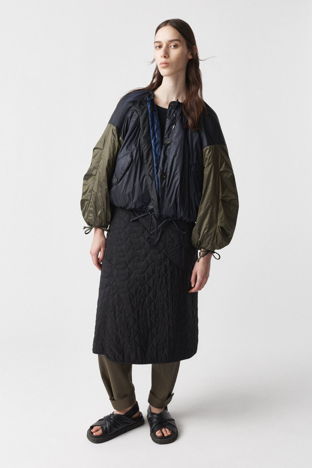 Parachute Quilted Bomber - Bright Navy / Midnight & Dark Olive