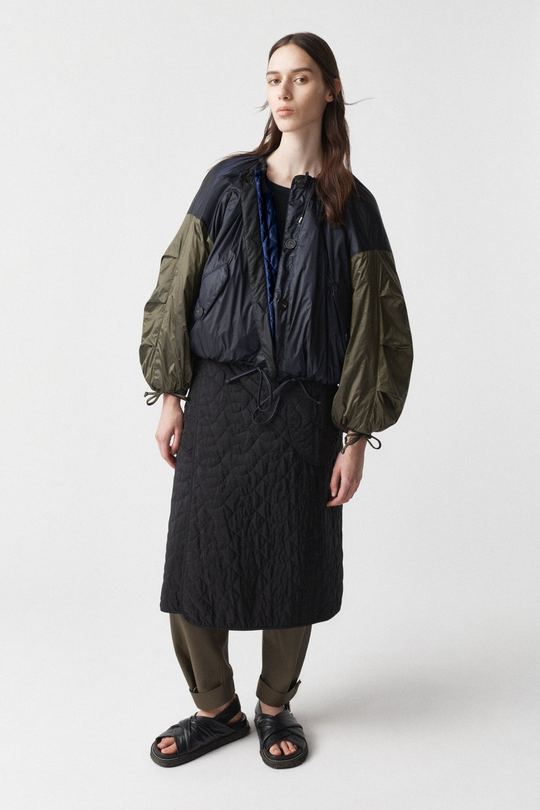 Parachute Quilted Bomber - Bright Navy / Midnight & Dark Olive