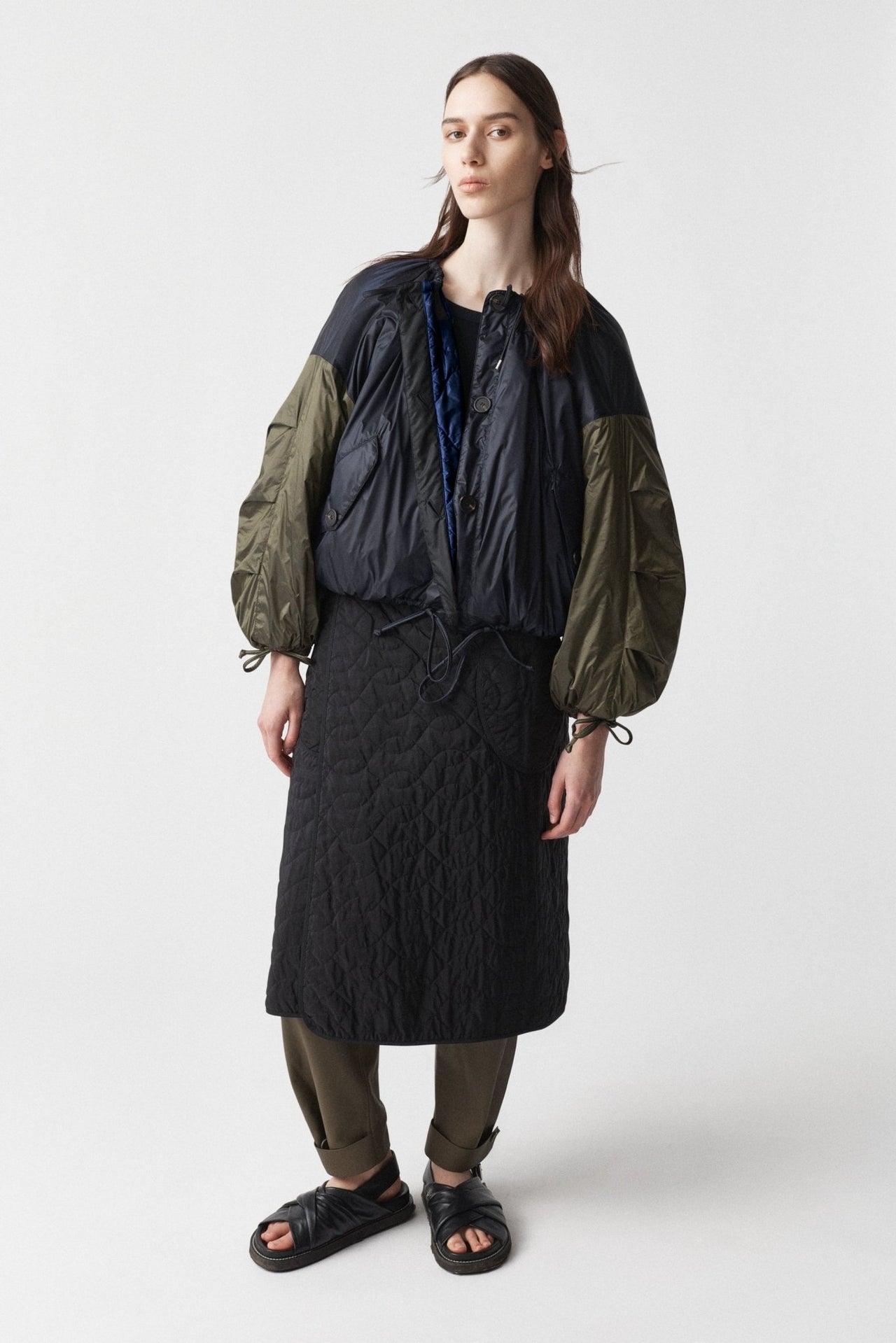 Parachute Quilted Bomber - Bright Navy / Midnight & Dark Olive