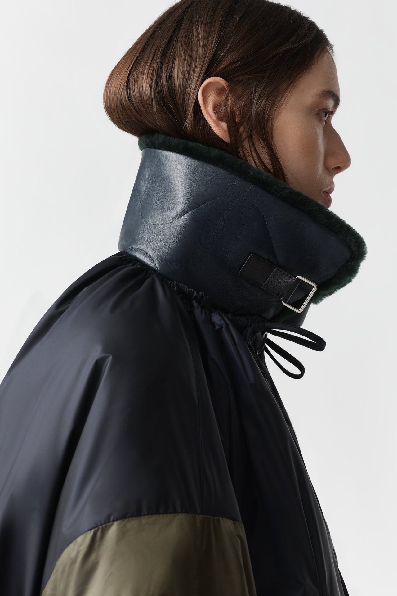 Aviator Shearling Latch Collar - Forest Green / Navy