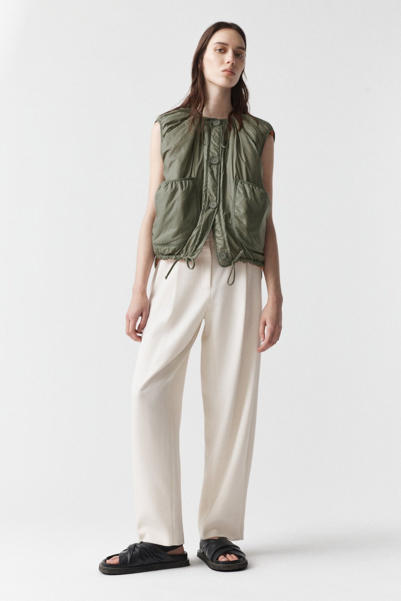 Parachute Quilted Vest - Bright Rose / Pale Olive