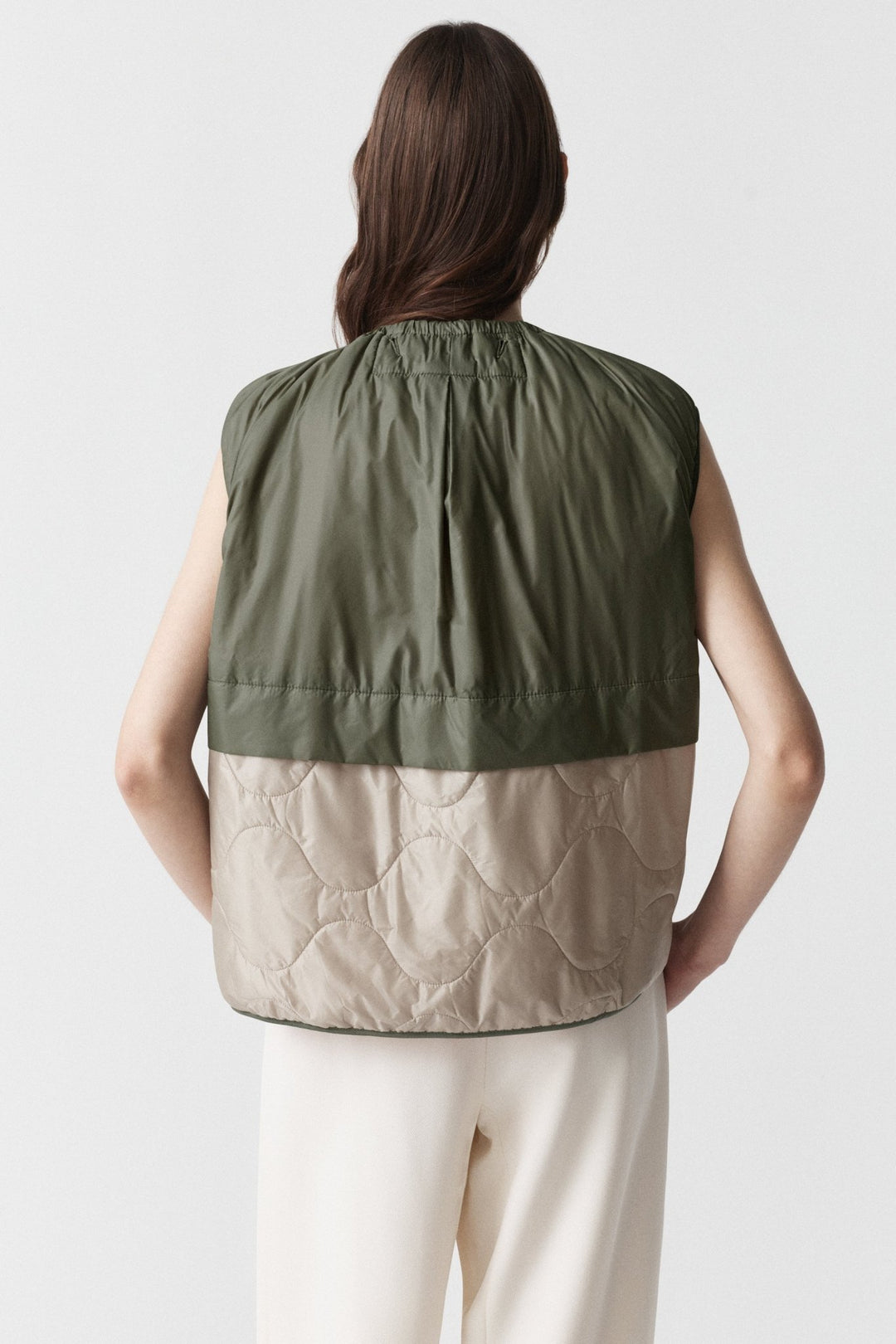 Parachute Quilted Vest - Bright Rose / Pale Olive