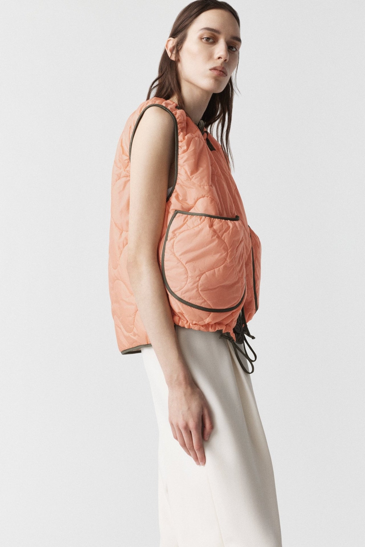 Parachute Quilted Vest - Bright Rose / Pale Olive