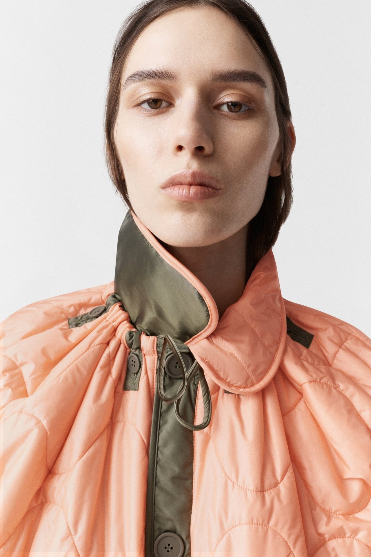 Quilted Collar - Bright Rose / Dark Olive