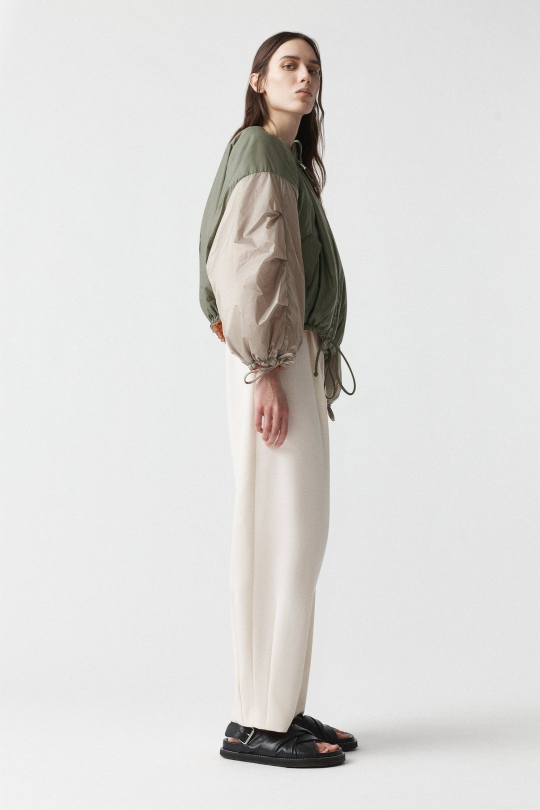 Parachute Quilted Bomber - Bright Rose / Pale Olive & Dove Grey