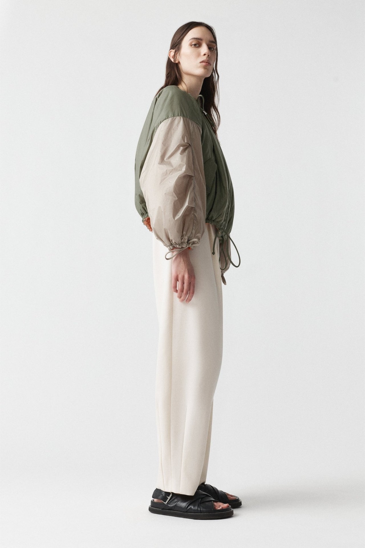 Parachute Quilted Bomber - Bright Rose / Pale Olive & Dove Grey