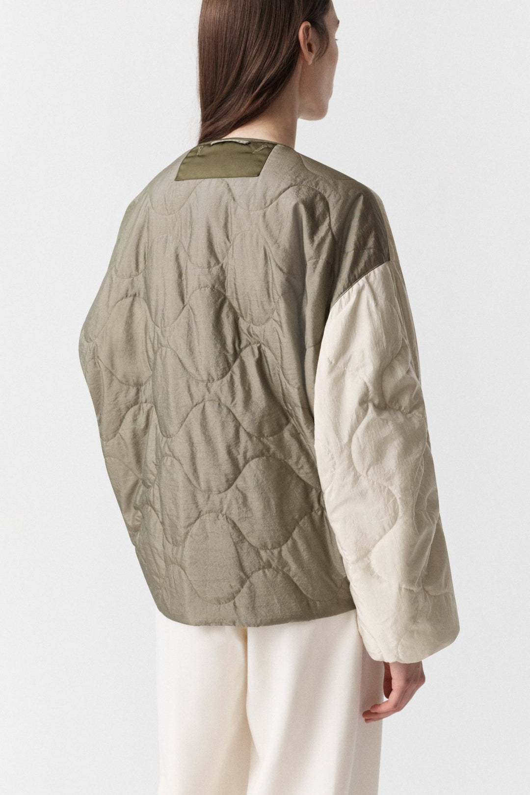 Parachute Silk Nylon Bomber - Pale Olive / Oyster