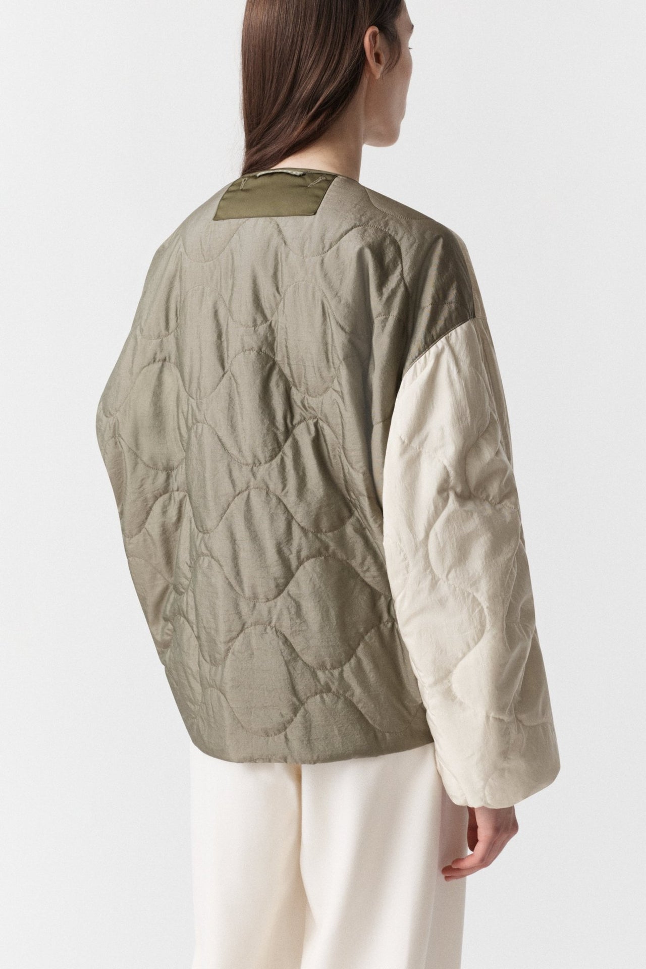 Parachute Silk Nylon Bomber - Pale Olive / Oyster
