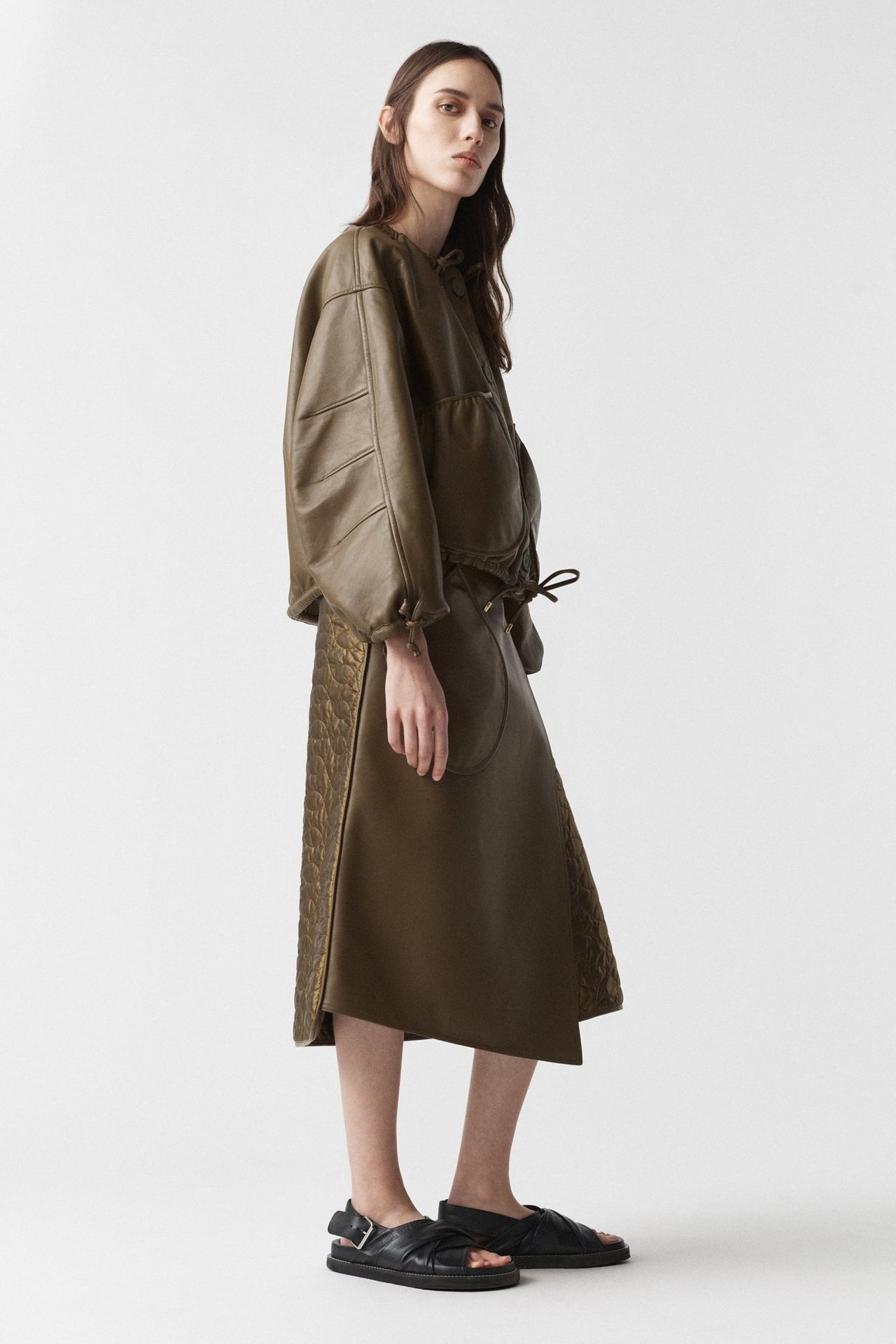 Parachute Leather Bomber - Moss / Stone