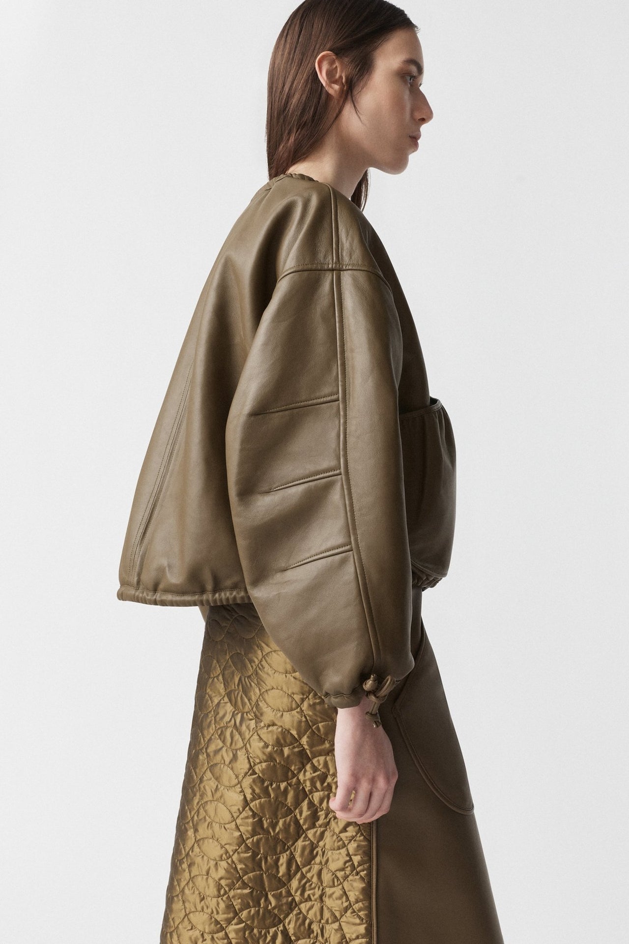 Parachute Leather Bomber - Moss / Stone