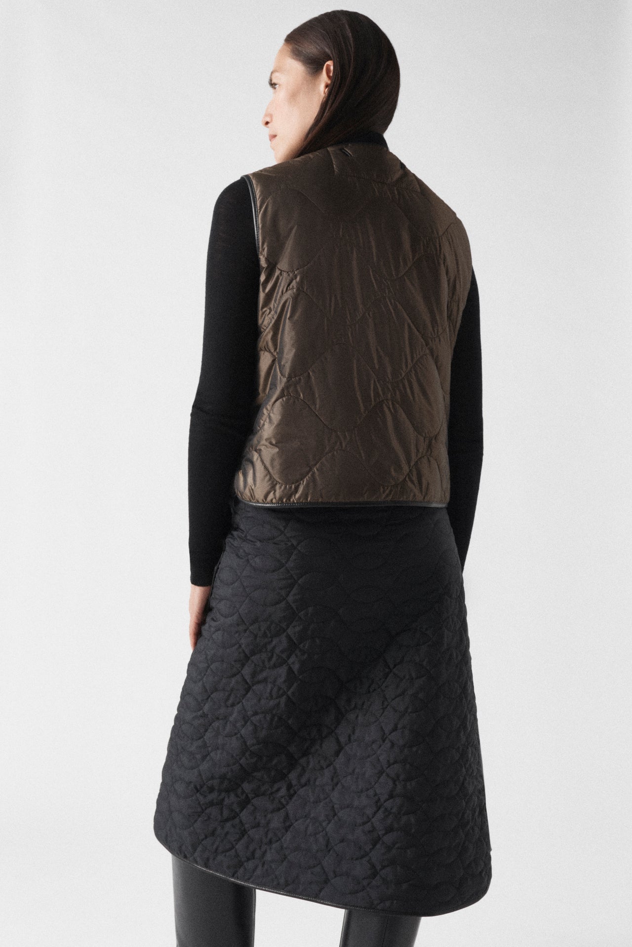 Aviator Shearling Vest - Dark Brown / Amber