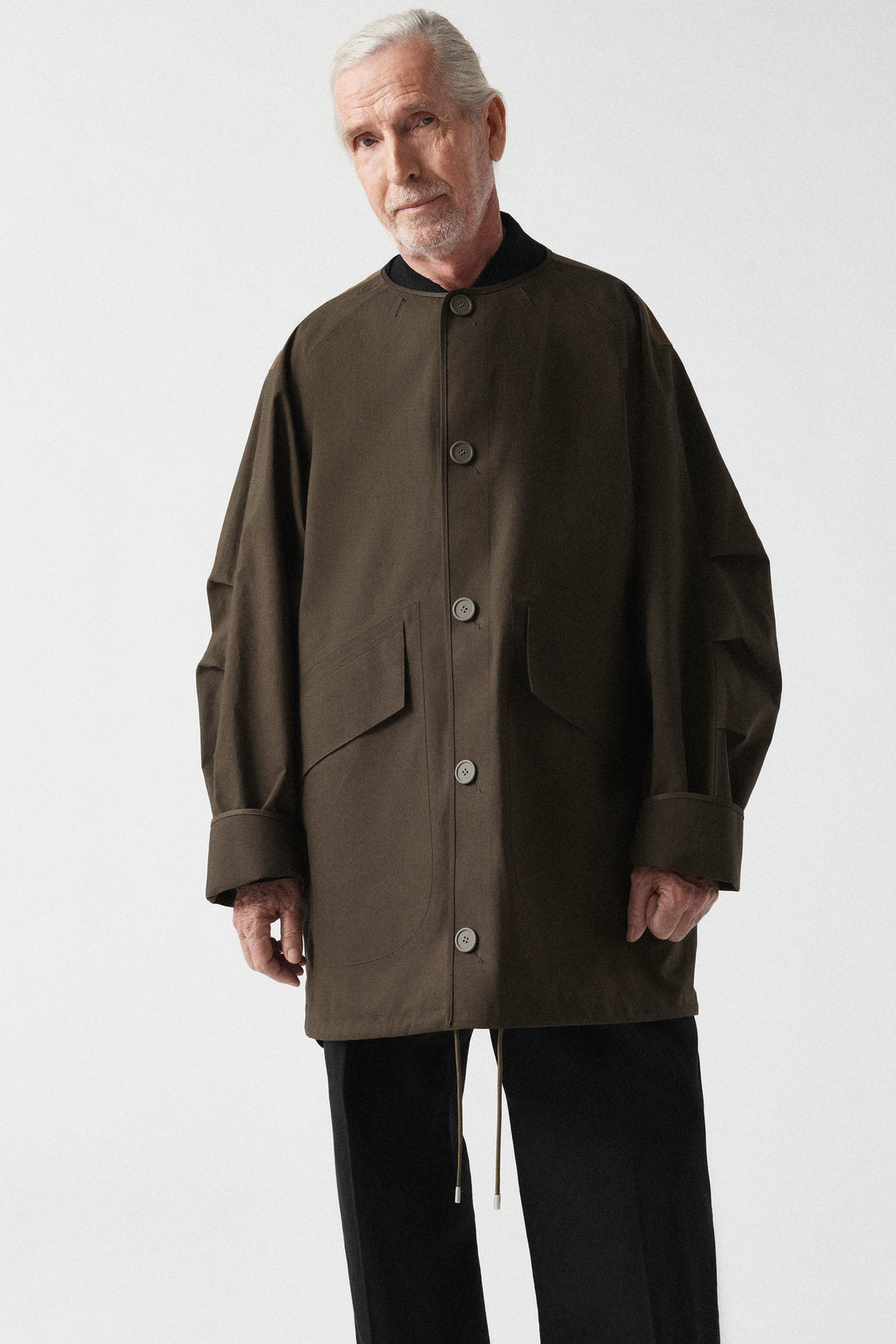 Weatherproof Men's Short Rain Parka - Dark Olive / Black