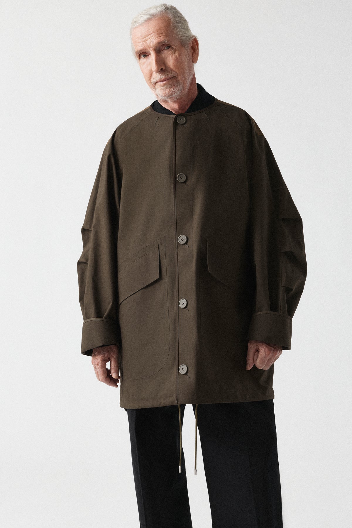Weatherproof Men's Short Rain Parka - Dark Olive / Black