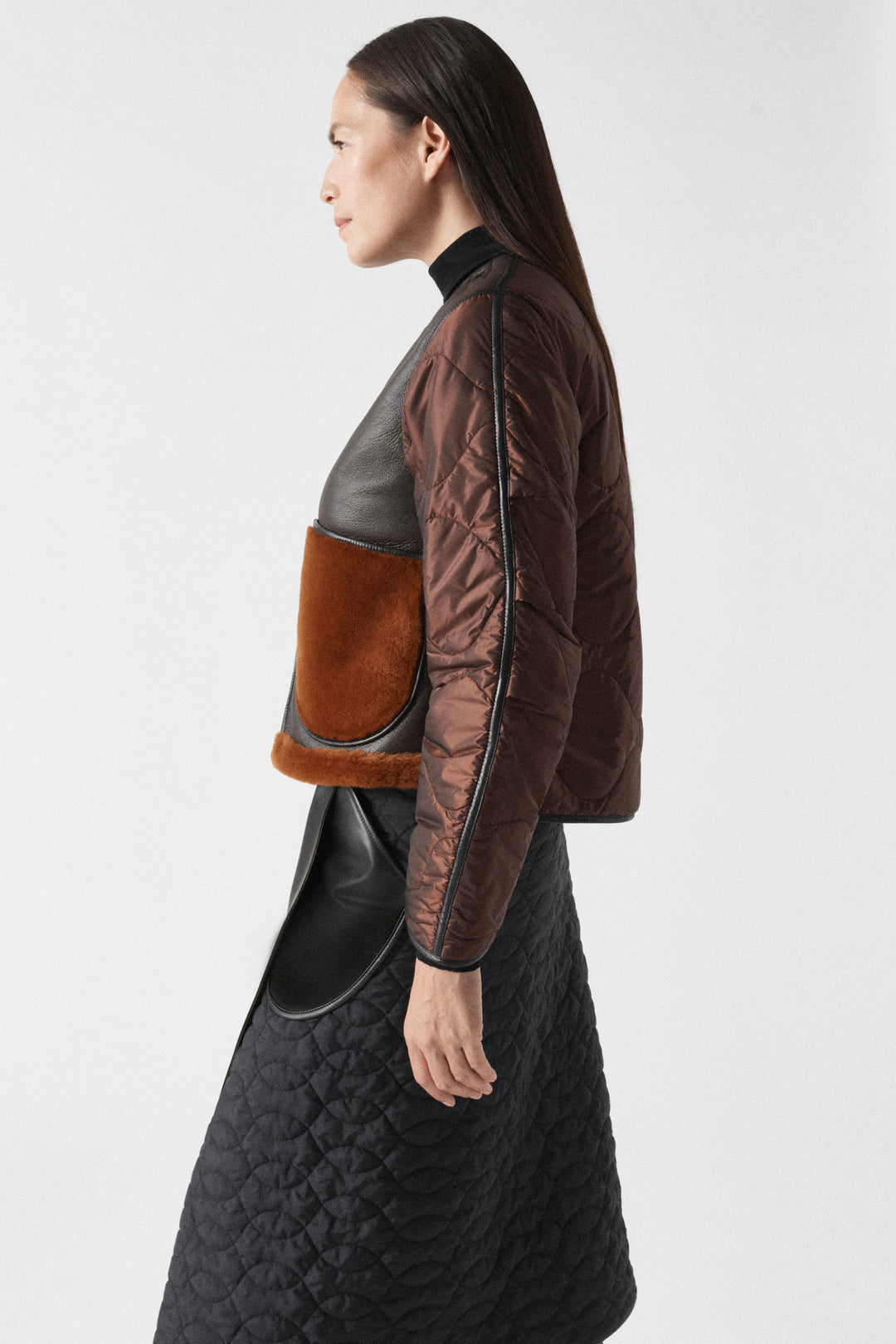 Aviator Shearling Jacket - Dark Brown / Amber