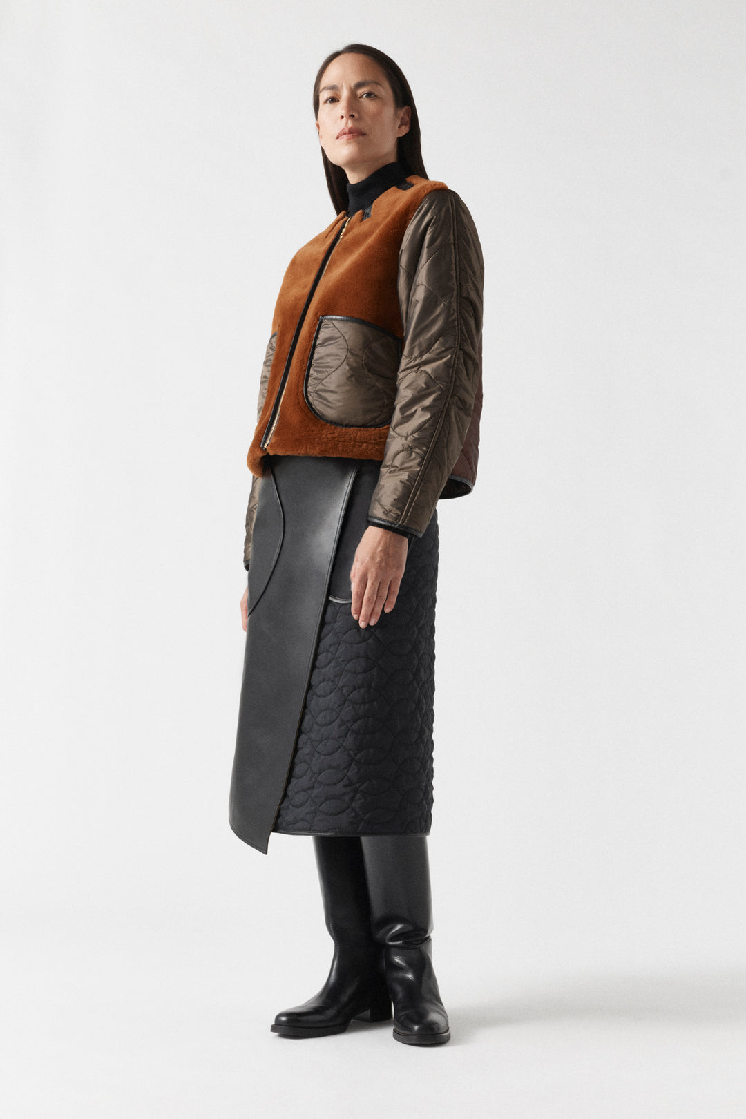 Aviator Shearling Jacket - Dark Brown / Amber