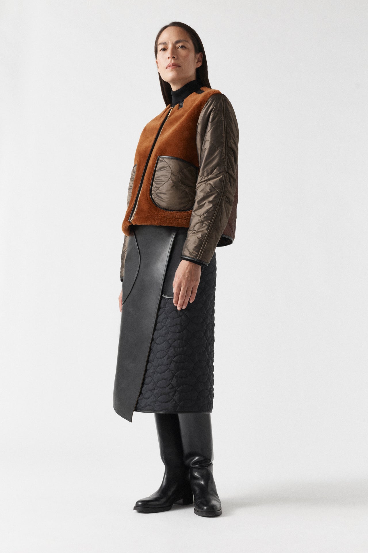 Aviator Shearling Jacket - Dark Brown / Amber