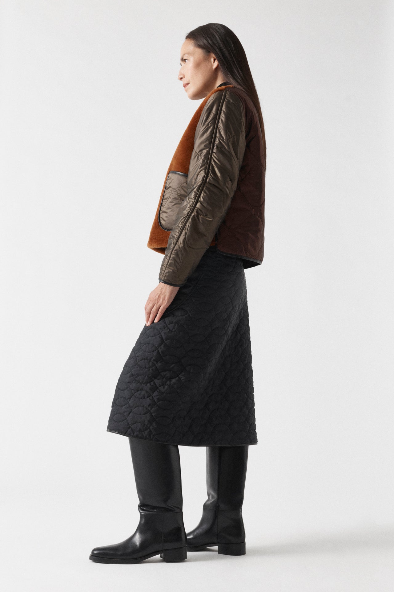 Aviator Shearling Jacket - Dark Brown / Amber