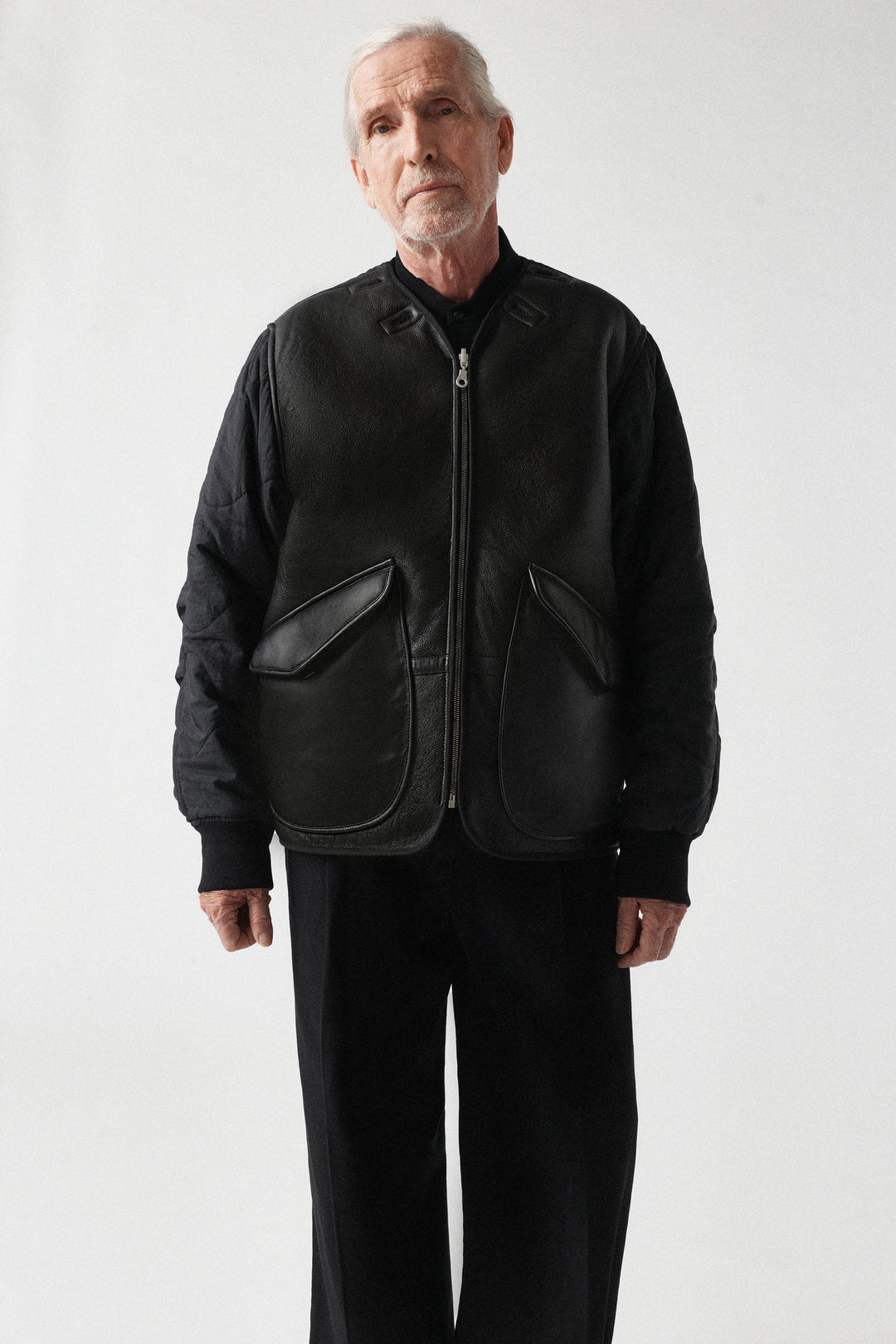 Aviator Men's Shearling Jacket - Black / Brown