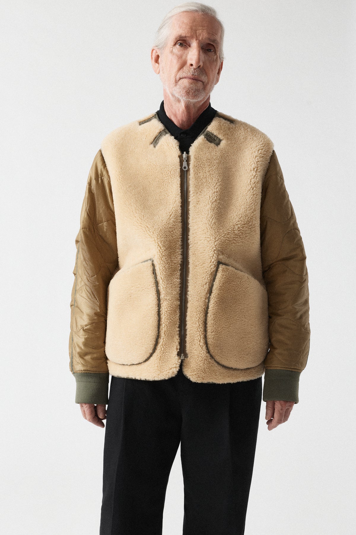 Aviator Men's Shearling Jacket - Moss / Blonde