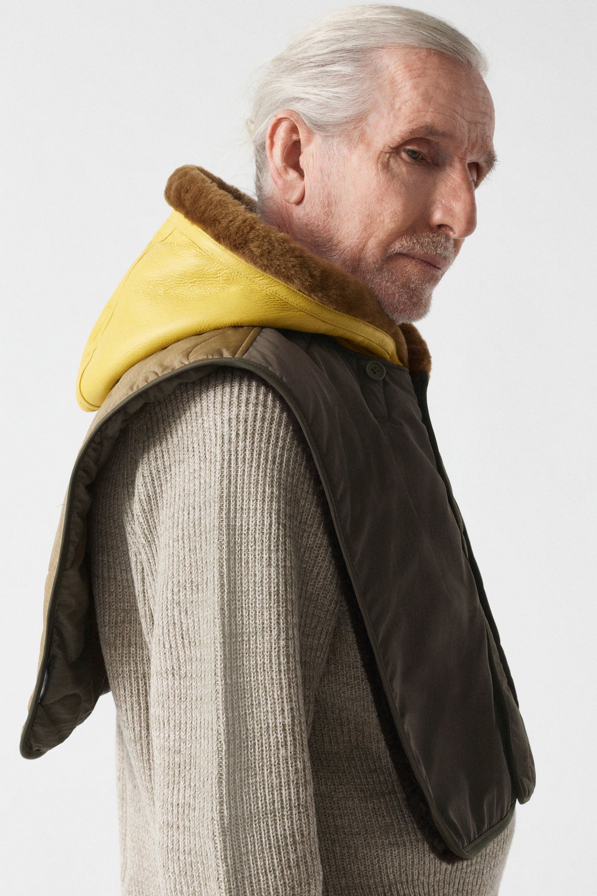Aviator Men's Patrol Shearling Hood - Safety Yellow / Golden Brown