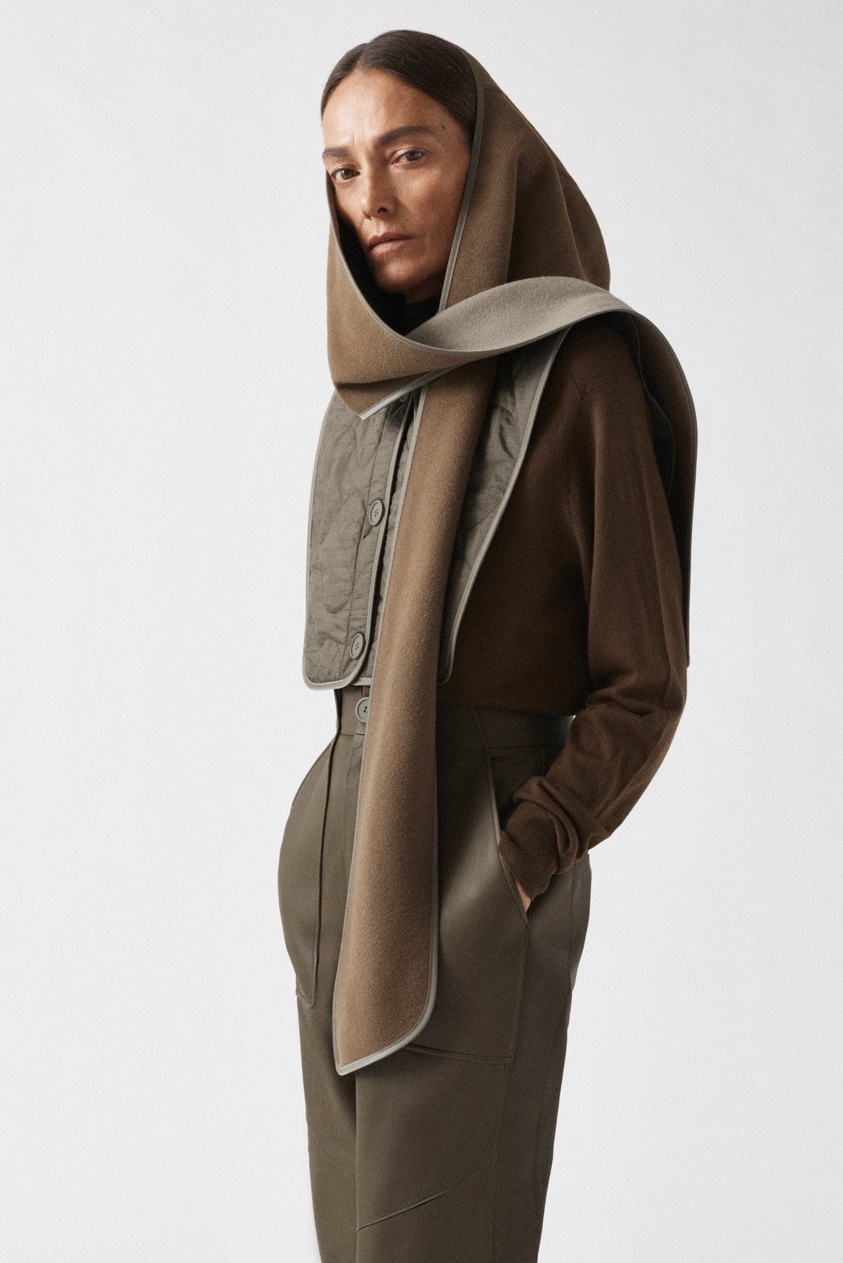 Wool Wrap Hood - Moss / Sage