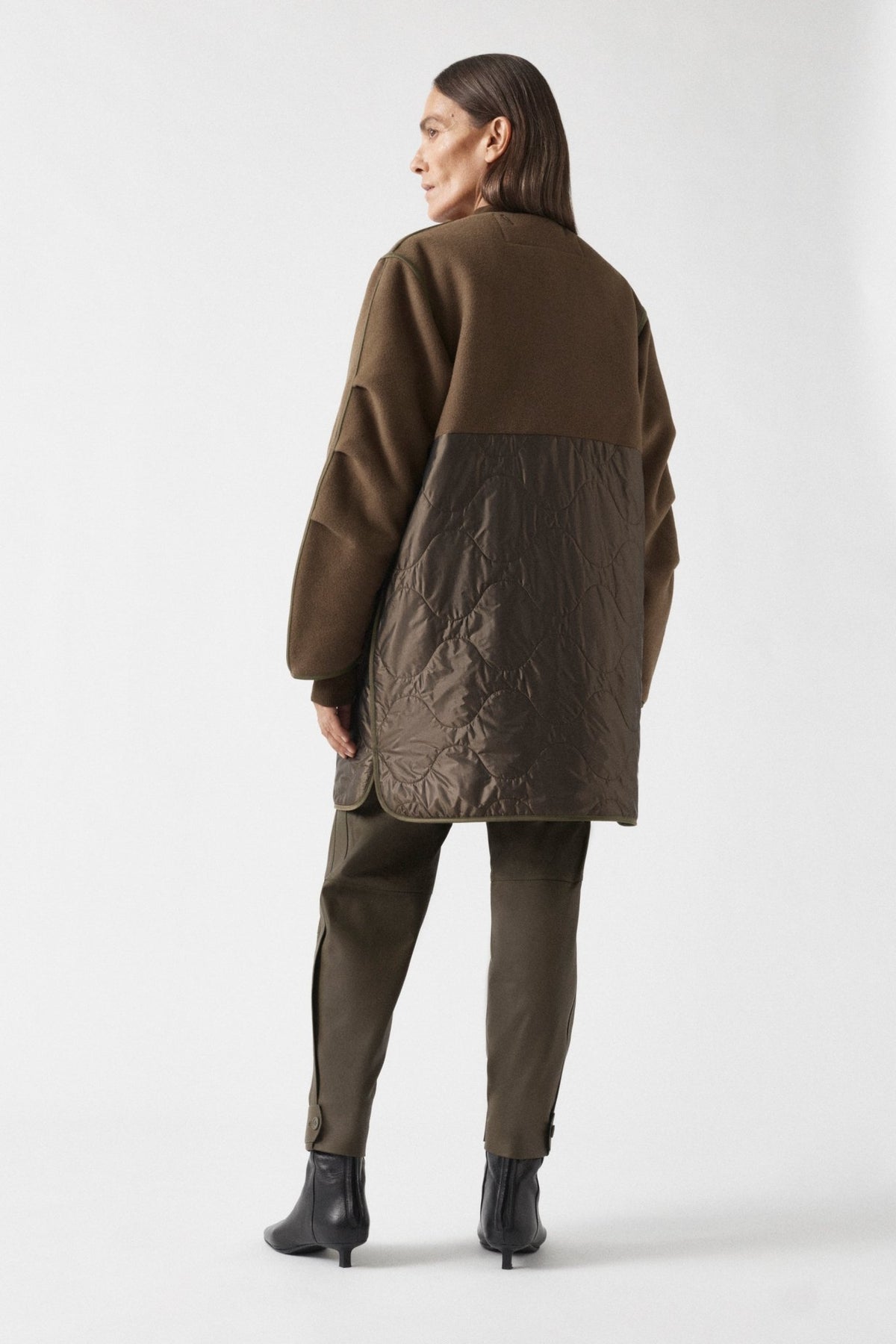 Signature Colourblock Wool Quilt - Moss & Peat / Dark Olive