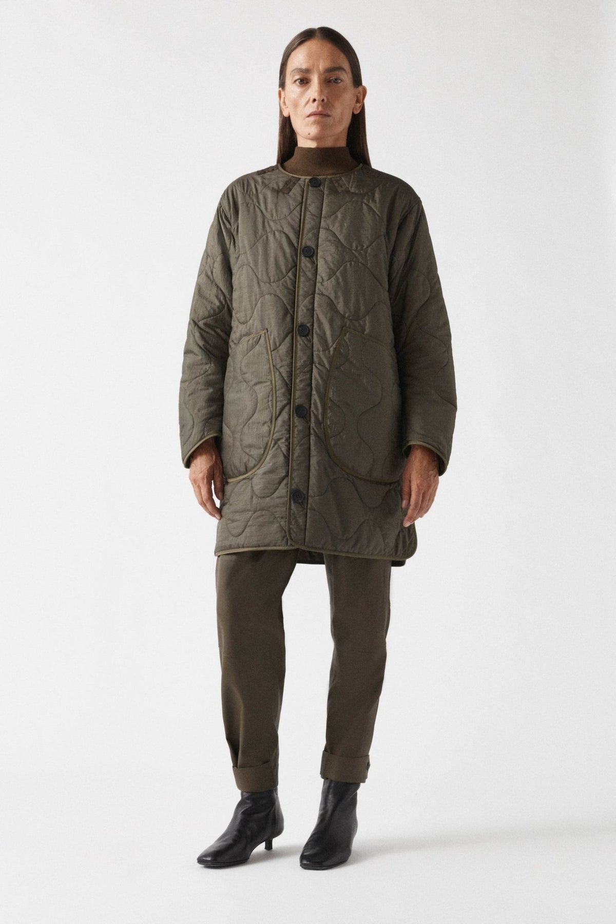 Signature Colourblock Wool Quilt - Moss & Peat / Dark Olive