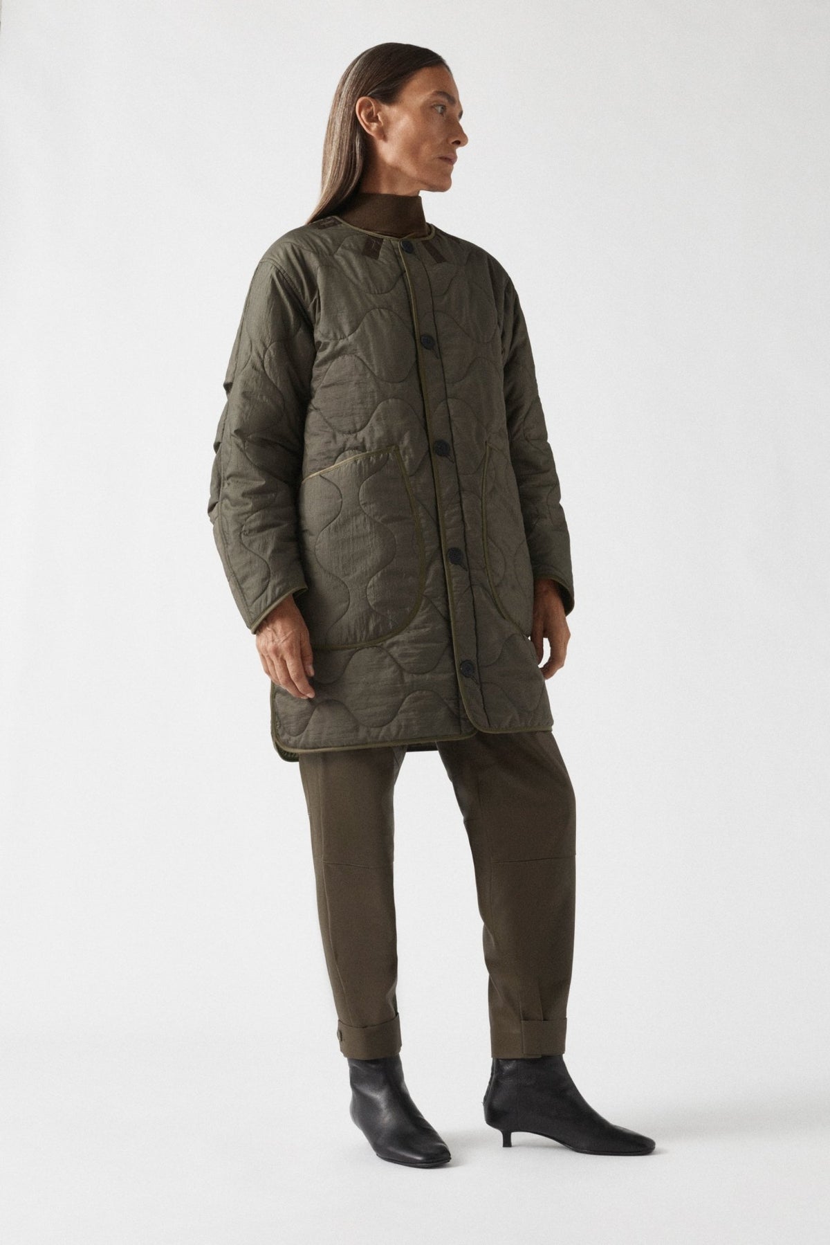 Signature Colourblock Wool Quilt - Moss & Peat / Dark Olive