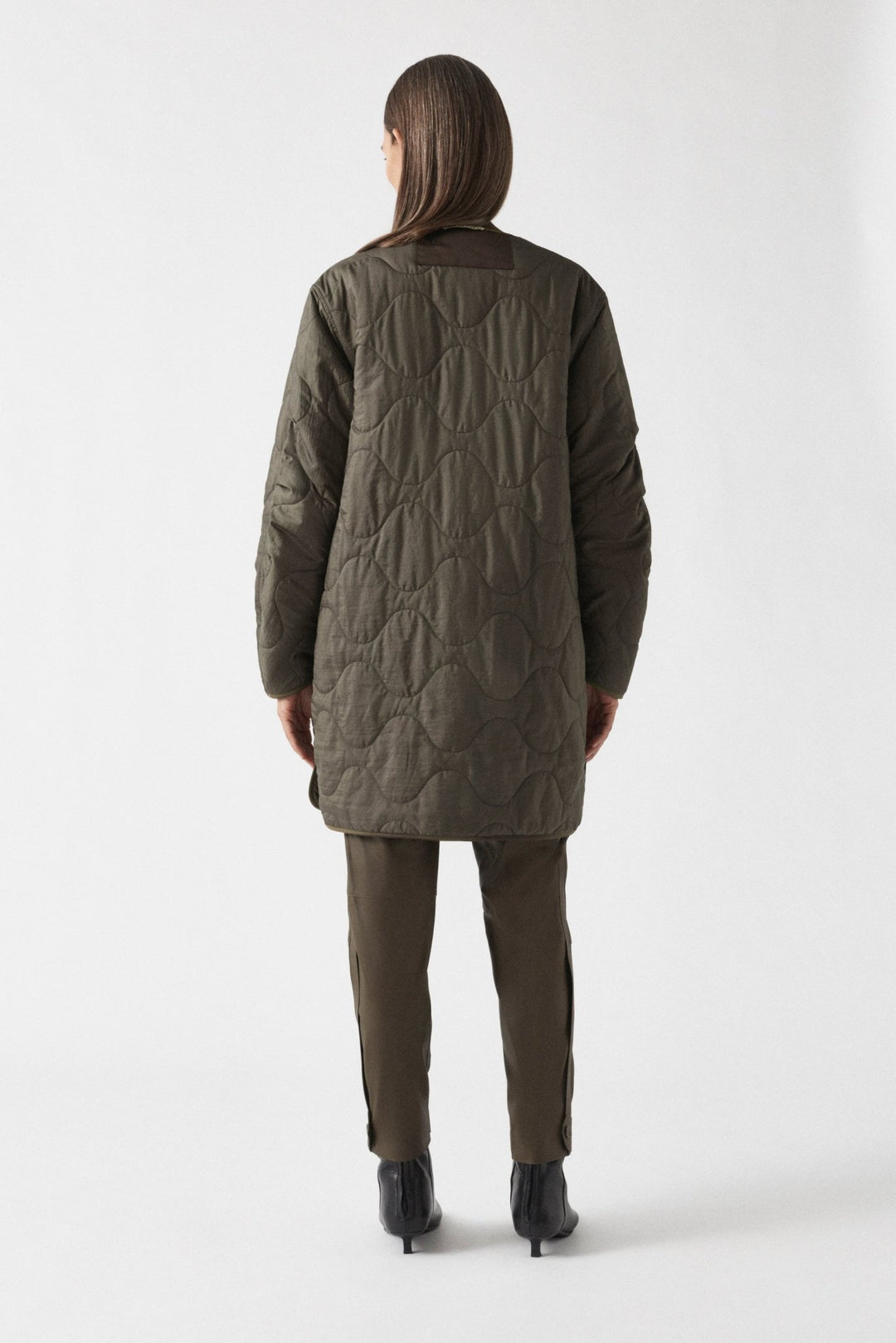 Signature Colourblock Wool Quilt - Moss & Peat / Dark Olive