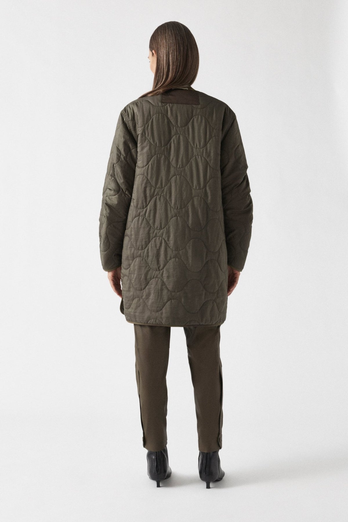 Signature Colourblock Wool Quilt - Moss & Peat / Dark Olive