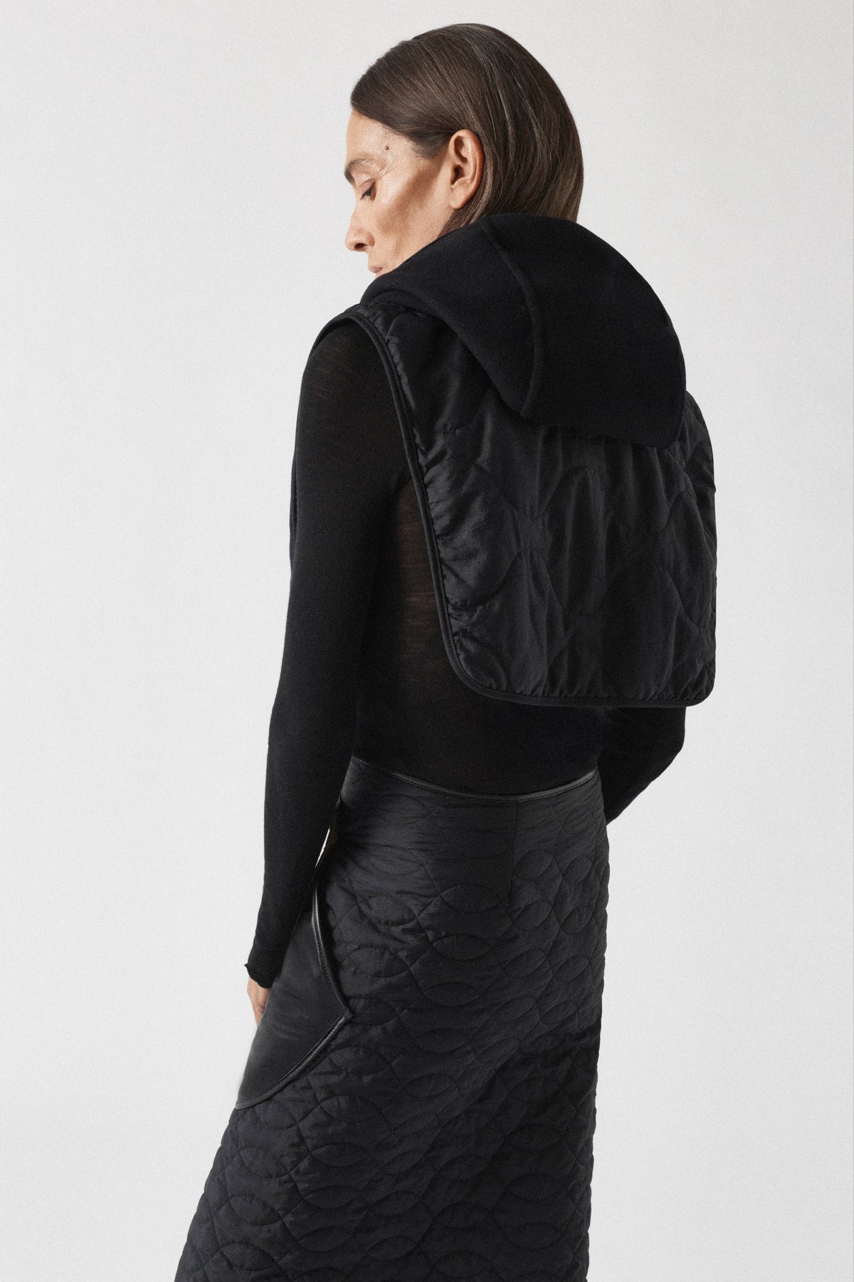 Wool Wrap Hood - Navy / Black