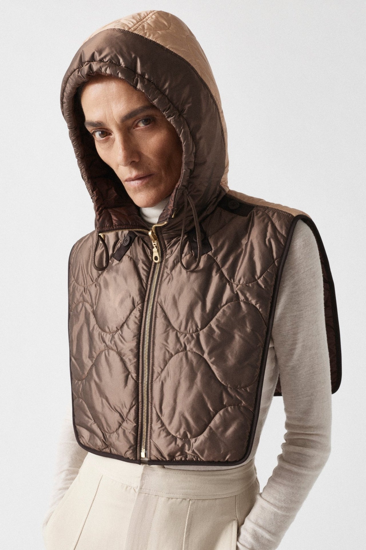 Quilted Zip Hood - Dark Umber / Dark Sienna