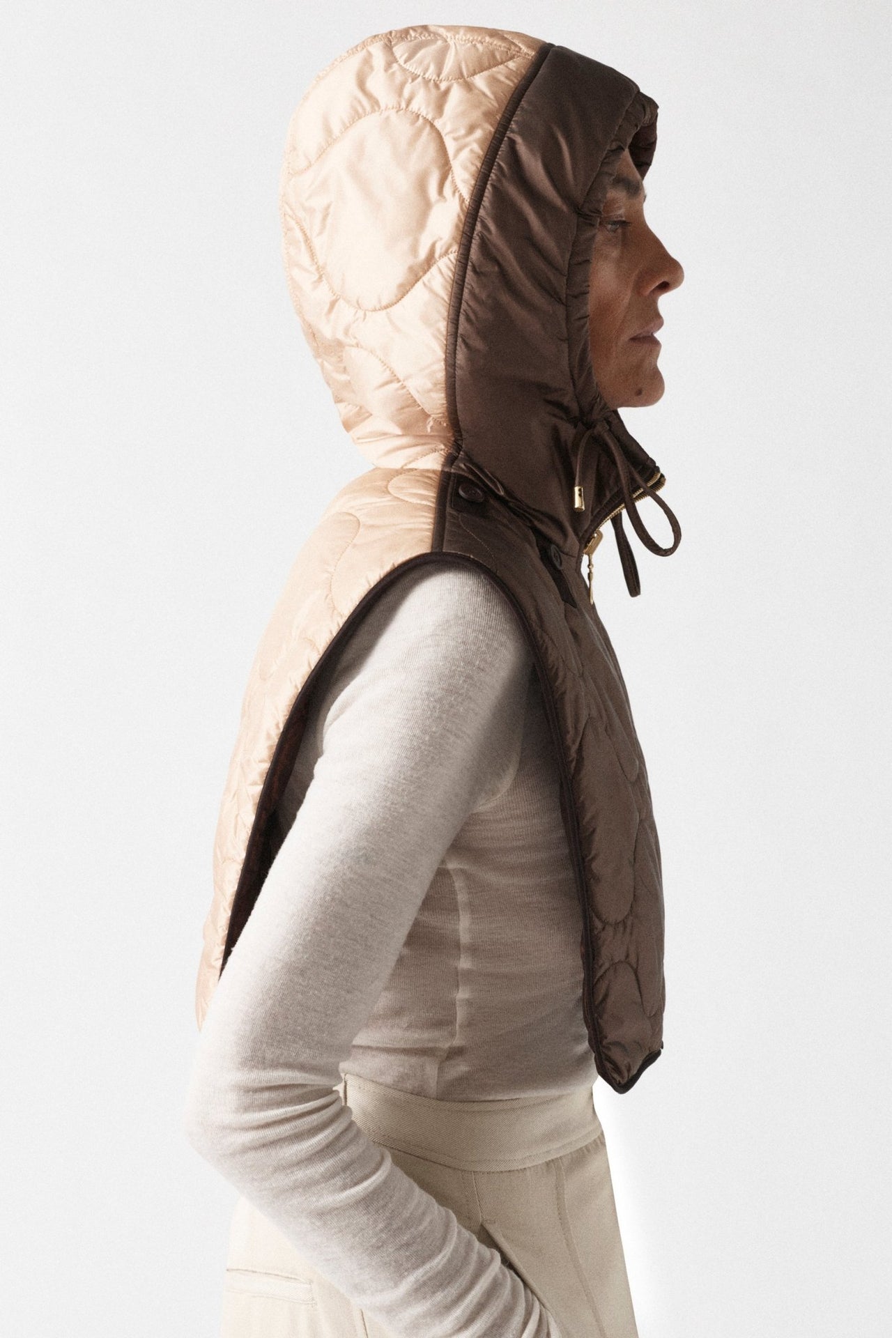 Quilted Zip Hood - Dark Umber / Dark Sienna