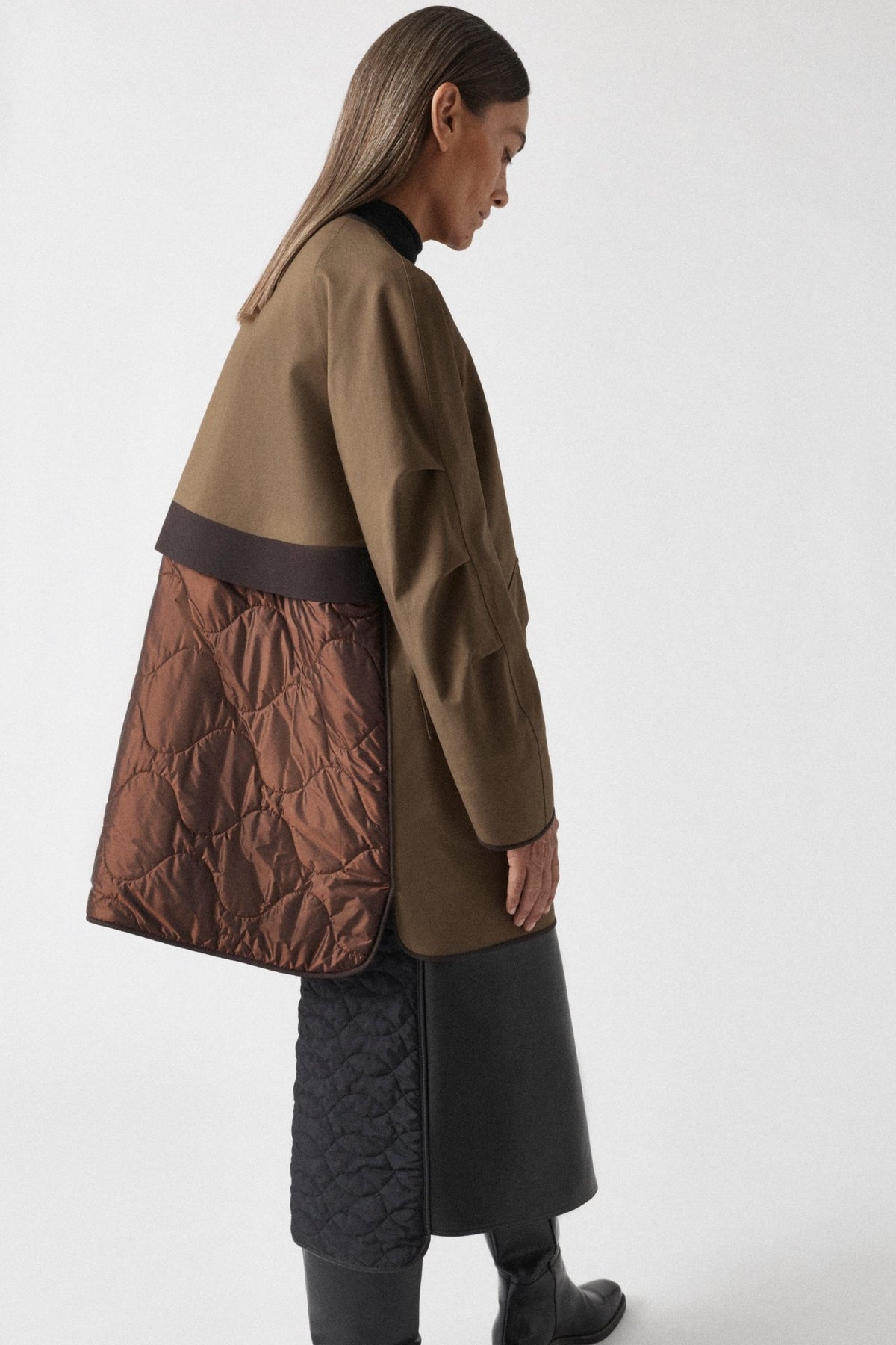 Weatherproof Bonded Short Raincoat - Mahogany / Moss