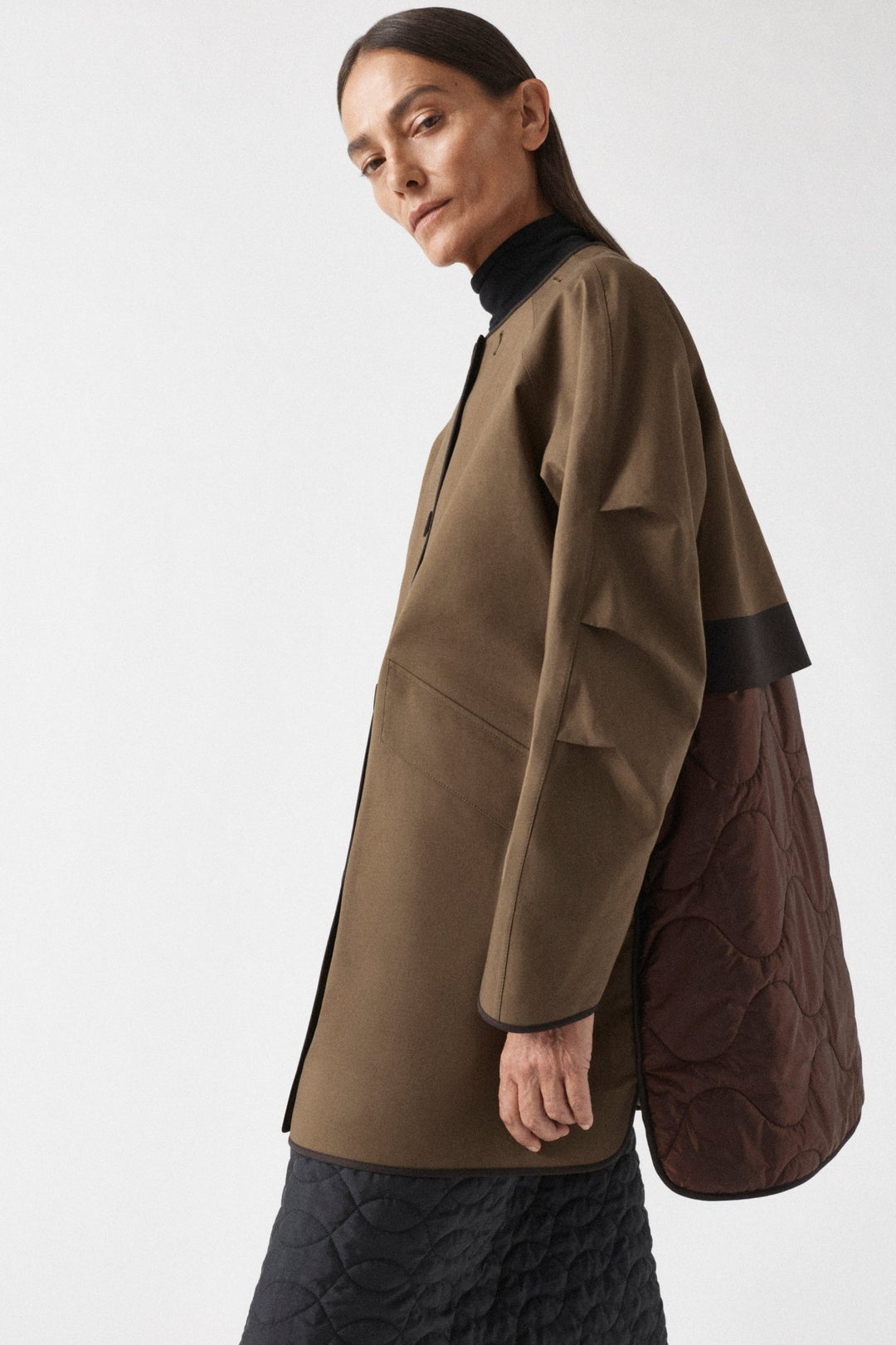 Weatherproof Bonded Short Raincoat - Mahogany / Moss