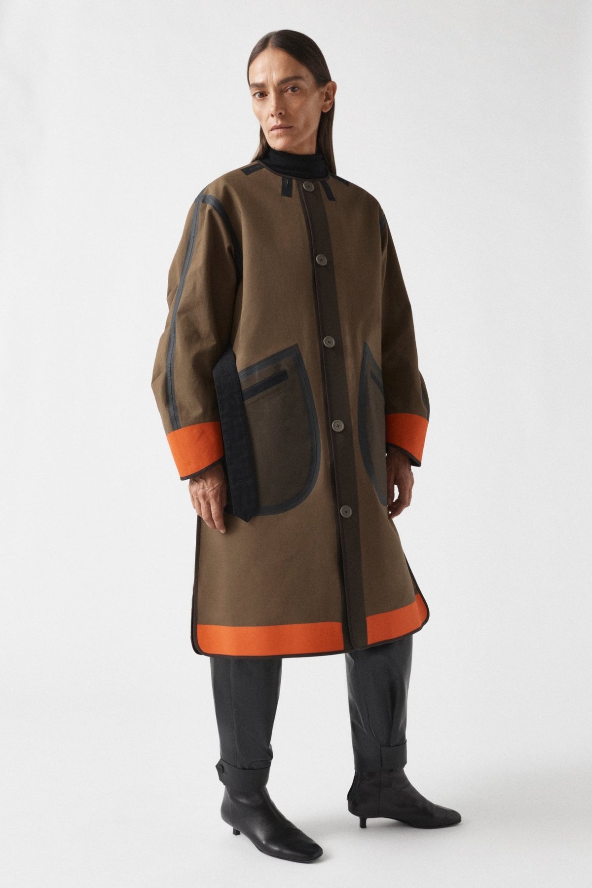 Weatherproof Bonded Raincoat - Moss / Mahogany