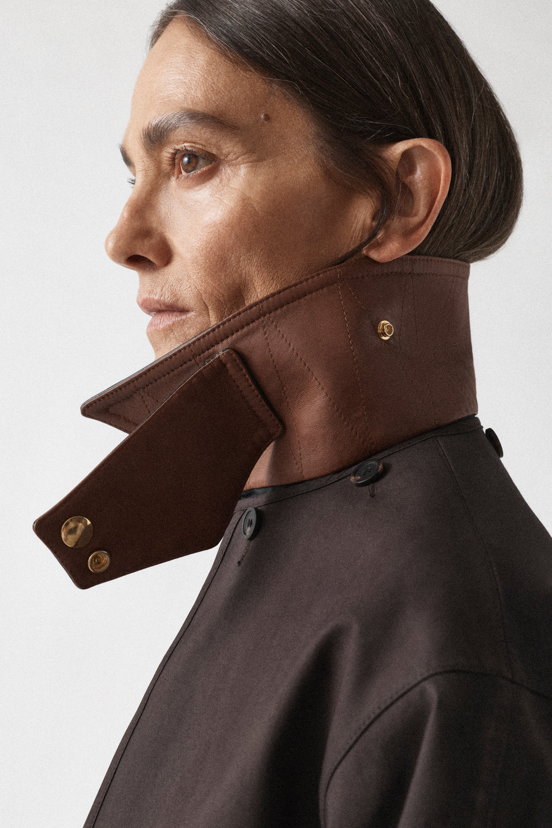 Leather Latch Collar - Black / Tobacco