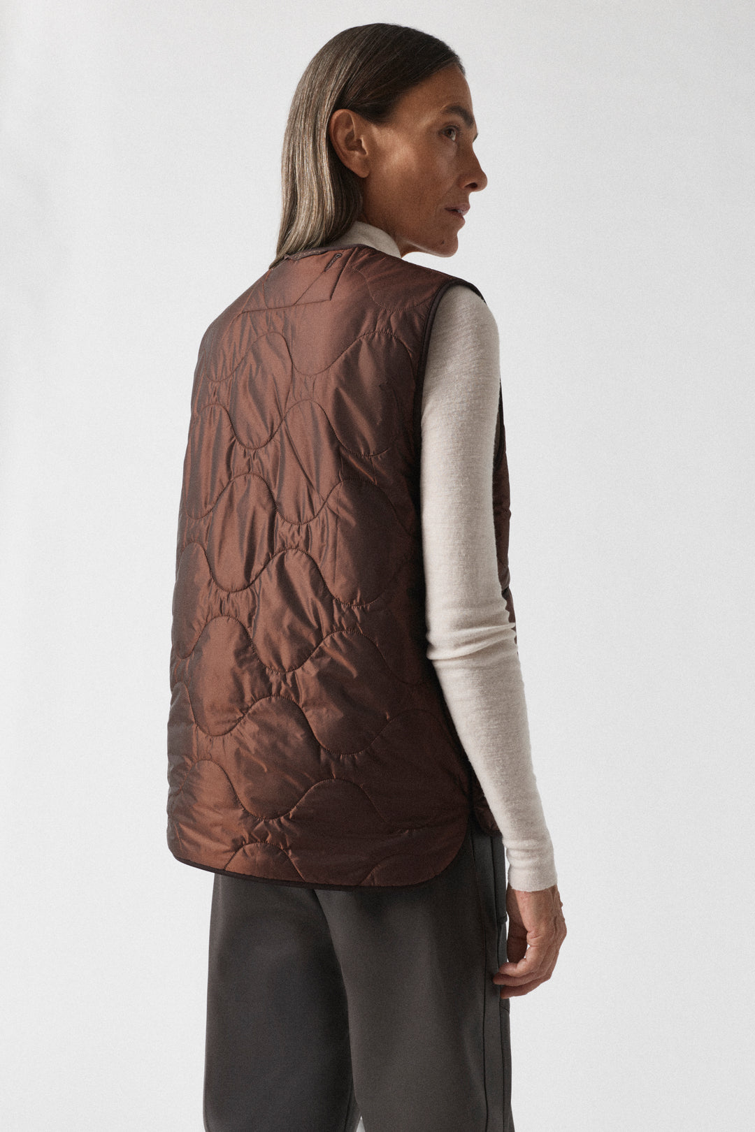Signature Patchwork Wool Vest - Stone / Dark Sienna