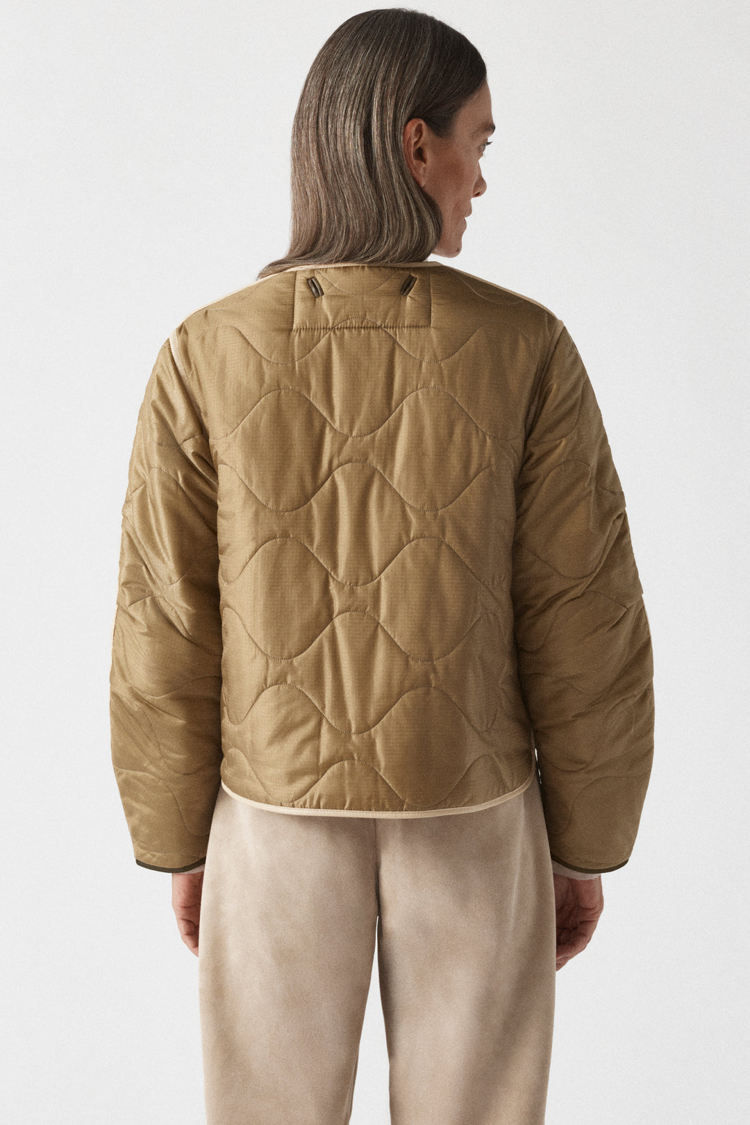 Aviator Bonded Alpaca Jacket - Stone Suede / Natural Alpaca