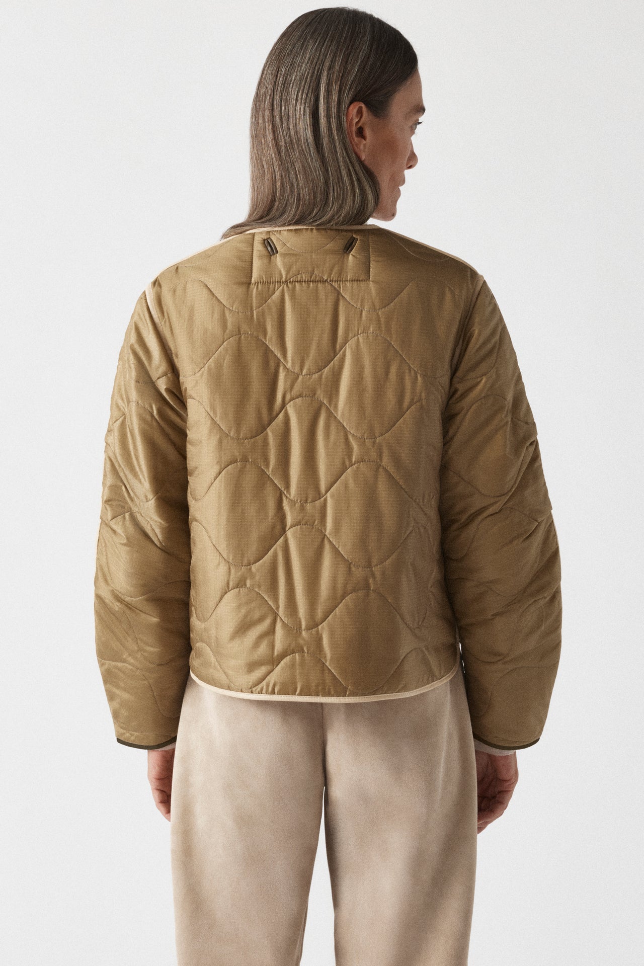 Aviator Bonded Alpaca Jacket - Stone Suede / Natural Alpaca