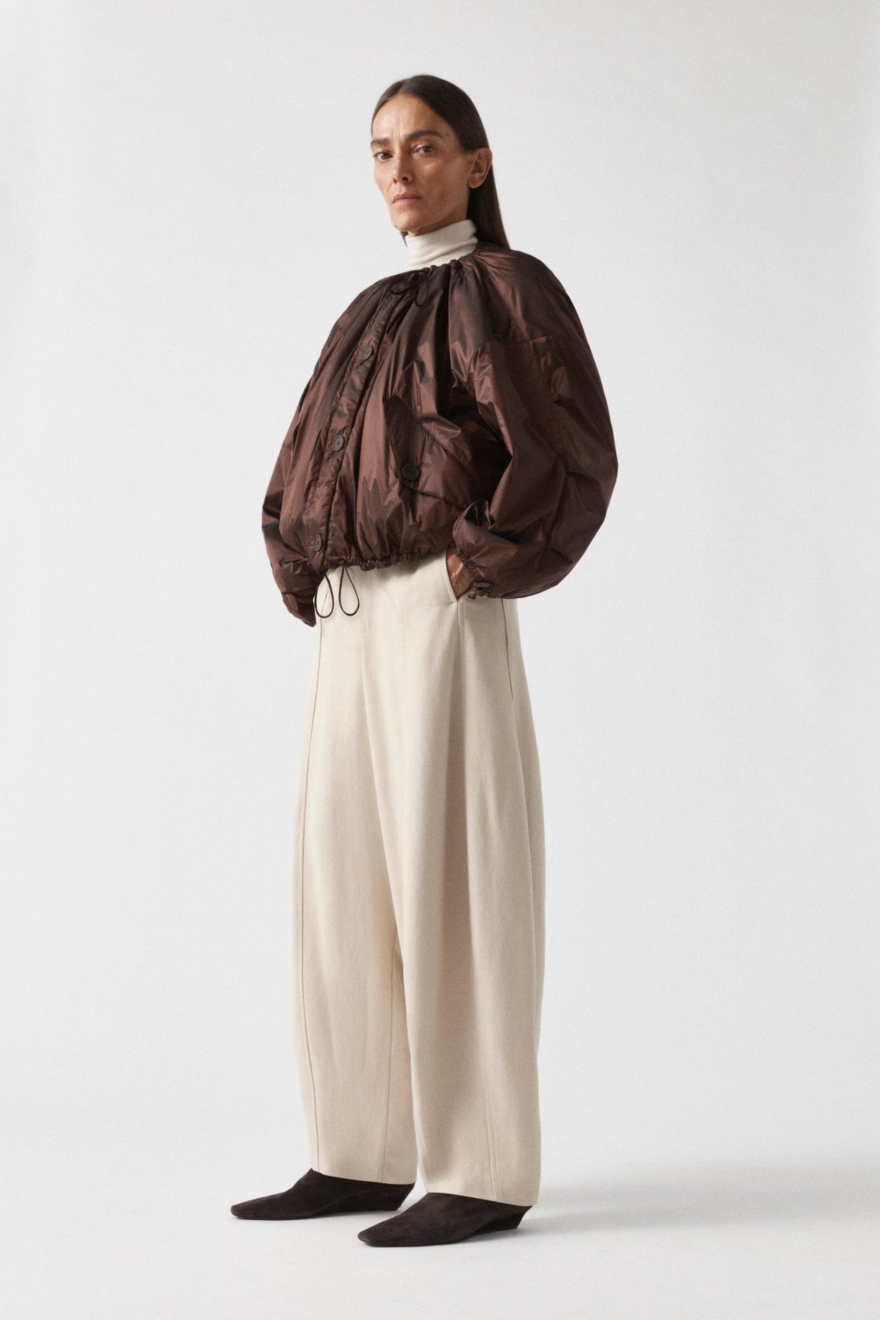Parachute Quilted Bomber - Dark Umber & Soft Peach / Dark Sienna