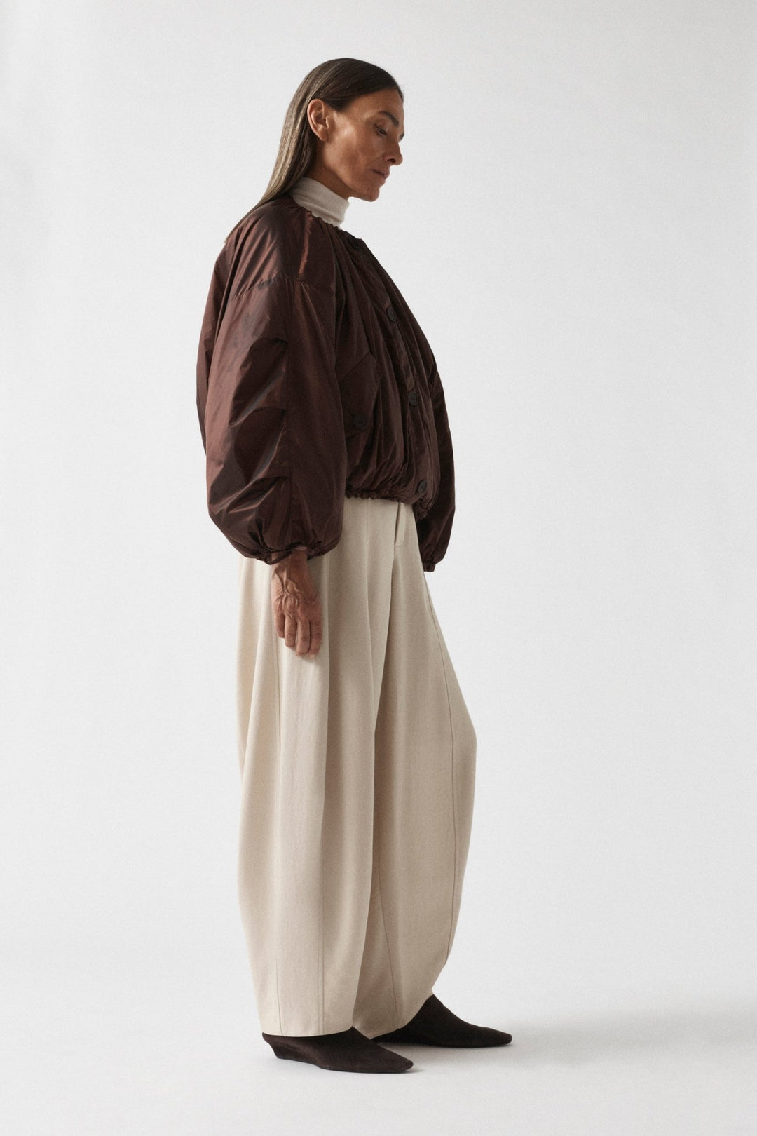 Parachute Quilted Bomber - Dark Umber & Soft Peach / Dark Sienna