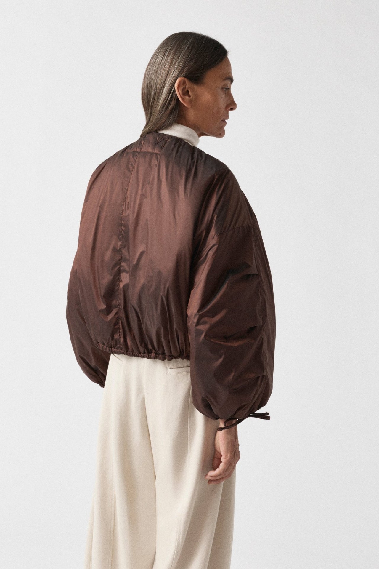 Parachute Quilted Bomber - Dark Umber & Soft Peach / Dark Sienna